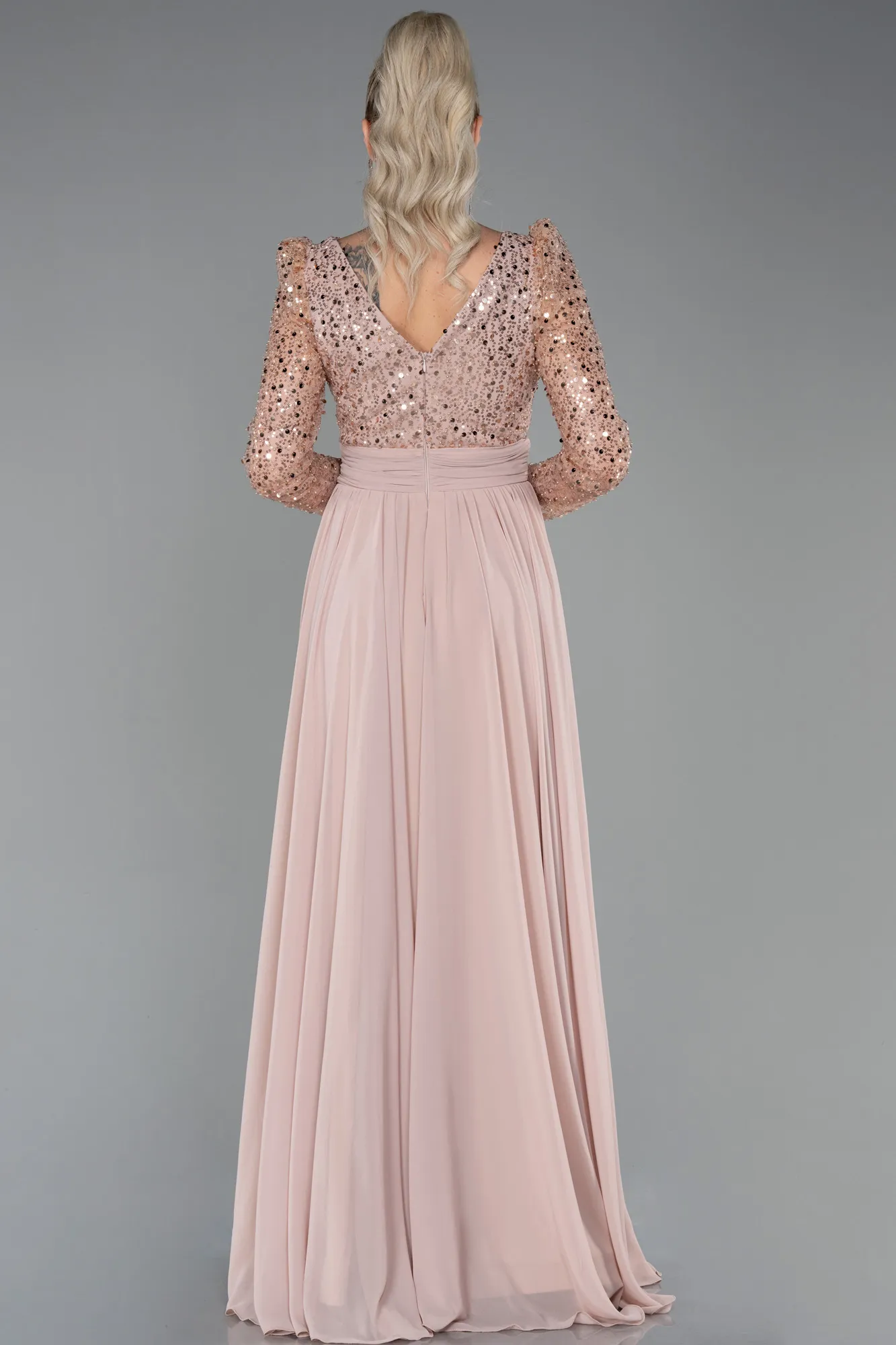 Cappuccino-Long Chiffon Evening Dress ABU3212