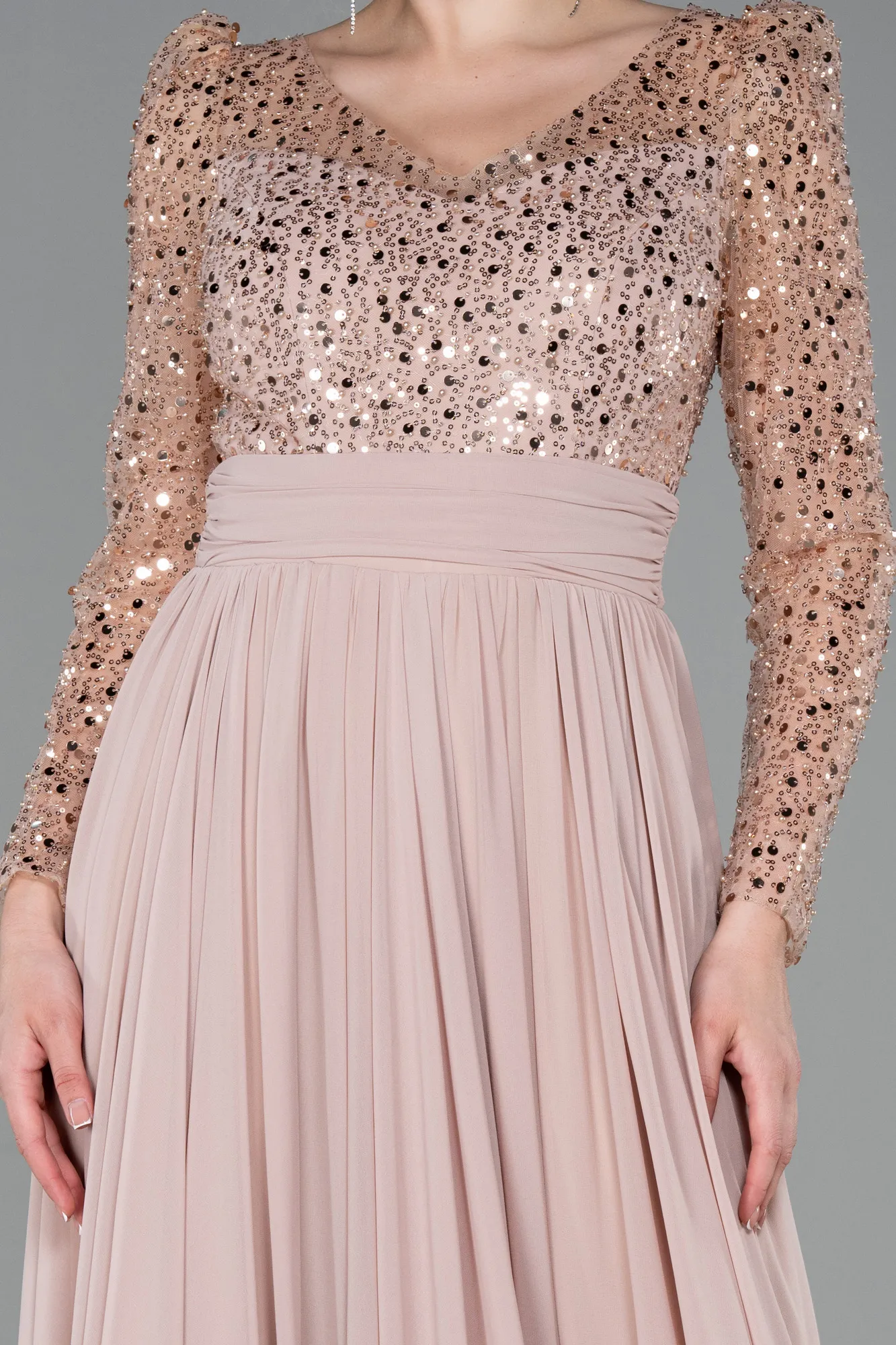 Cappuccino-Long Chiffon Evening Dress ABU3212