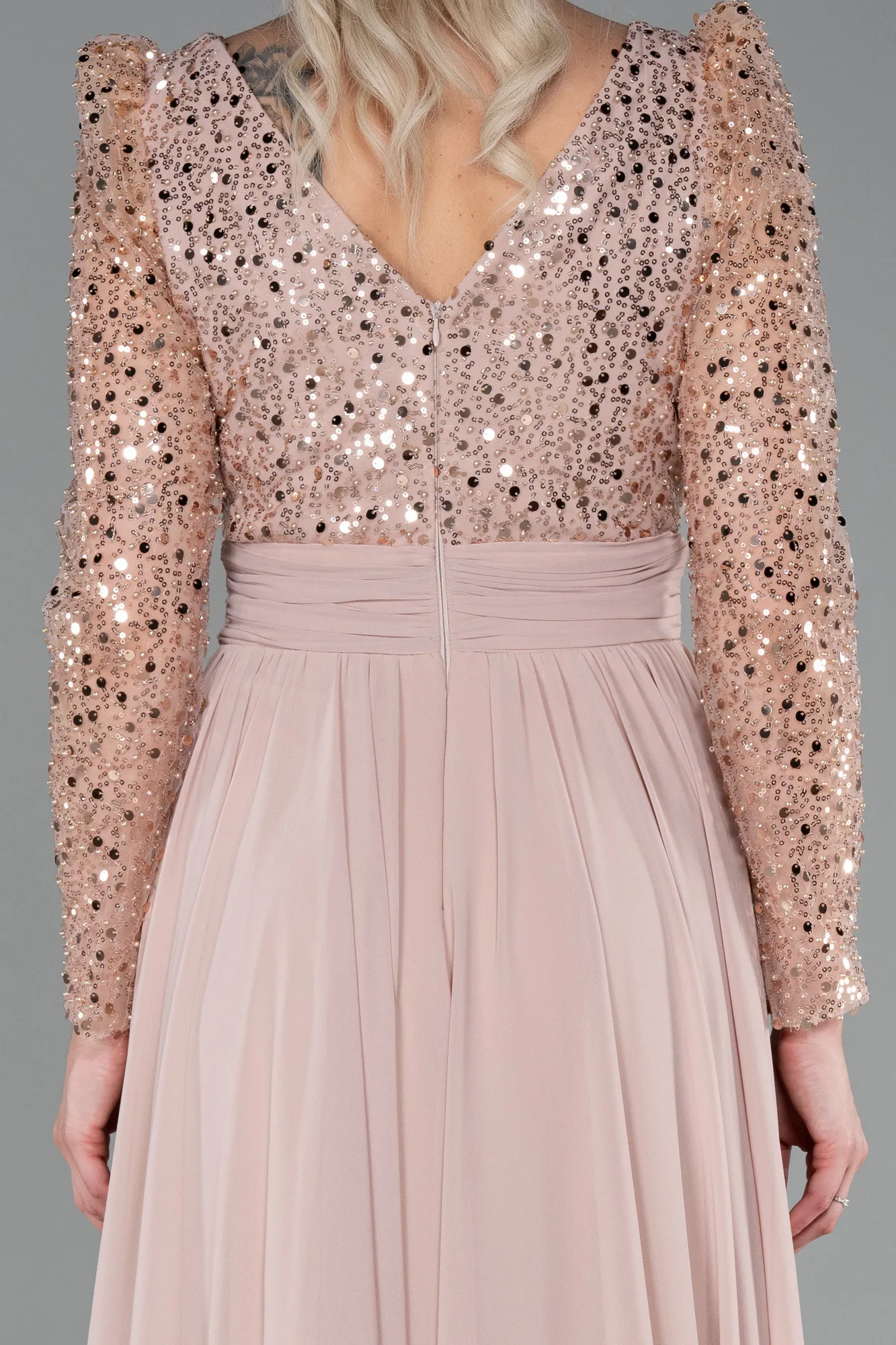 Cappuccino-Long Chiffon Evening Dress ABU3212