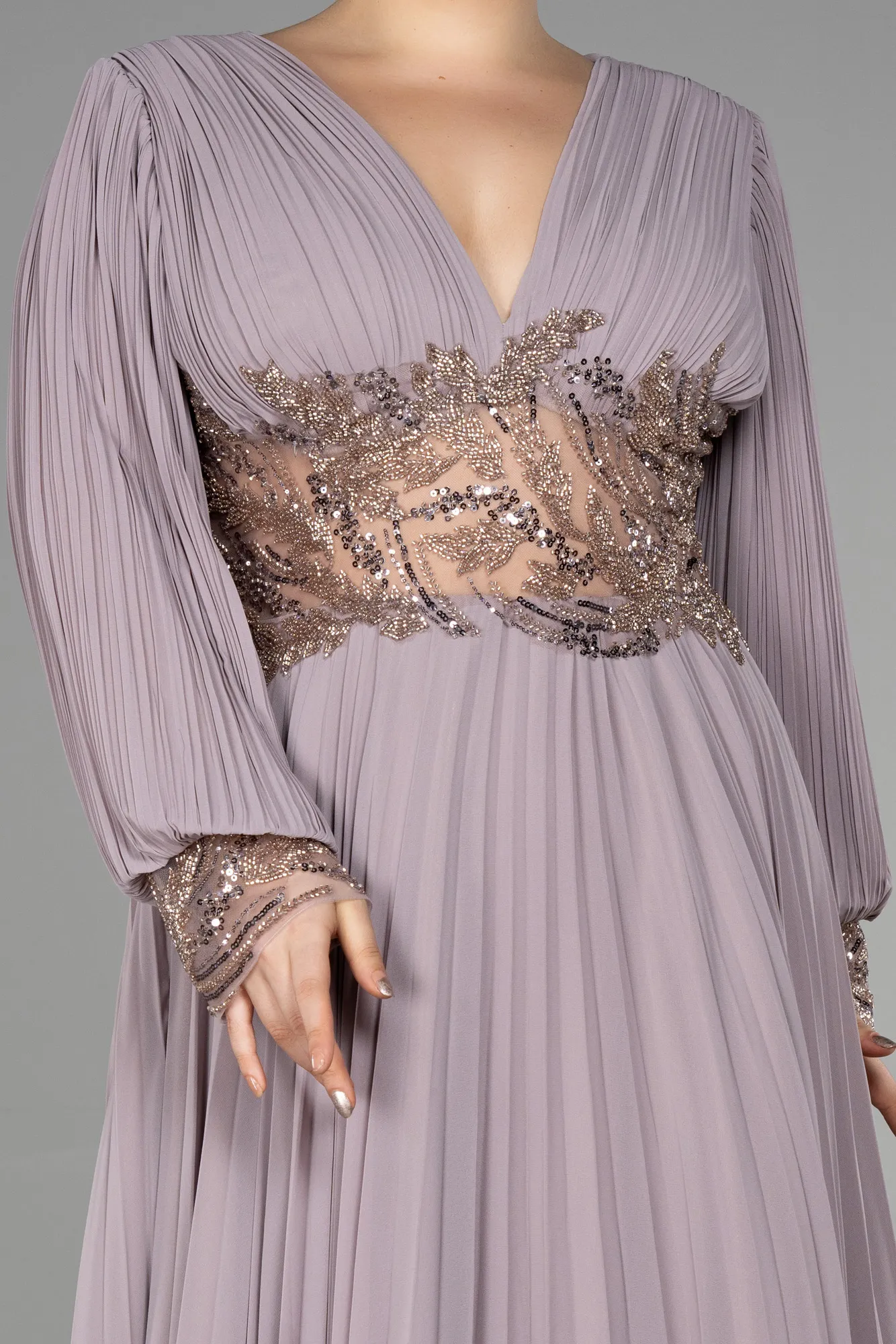 Cappuccino-Long Chiffon Plus Size Engagement Dress ABU3520