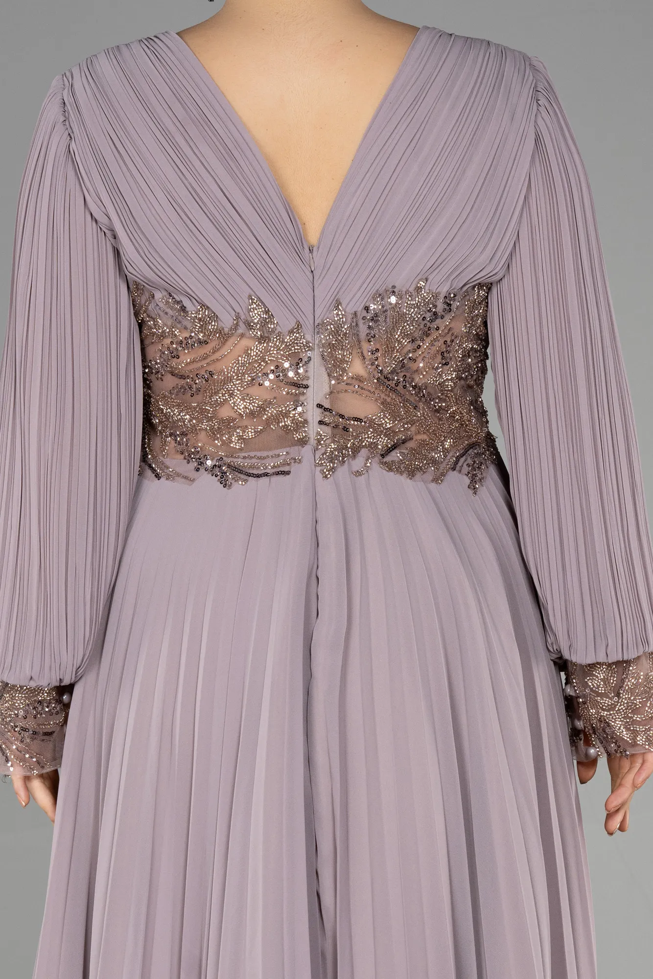 Cappuccino-Long Chiffon Plus Size Engagement Dress ABU3520