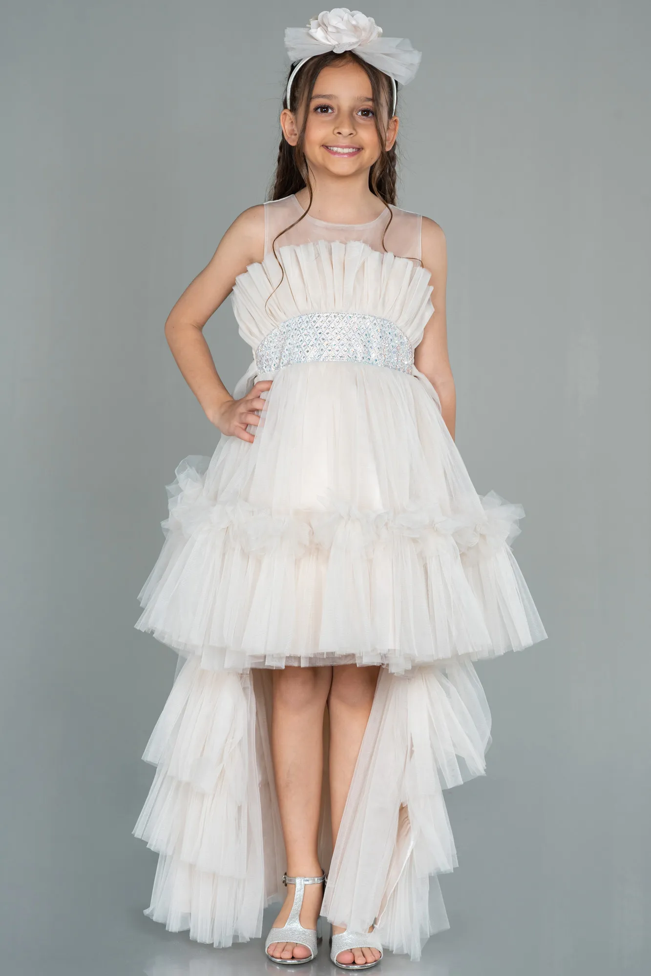 Cappuccino-Long Girl Dress ABU3047