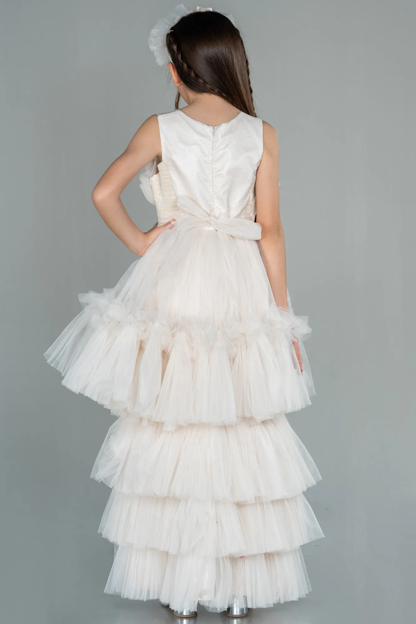 Cappuccino-Long Girl Dress ABU3047