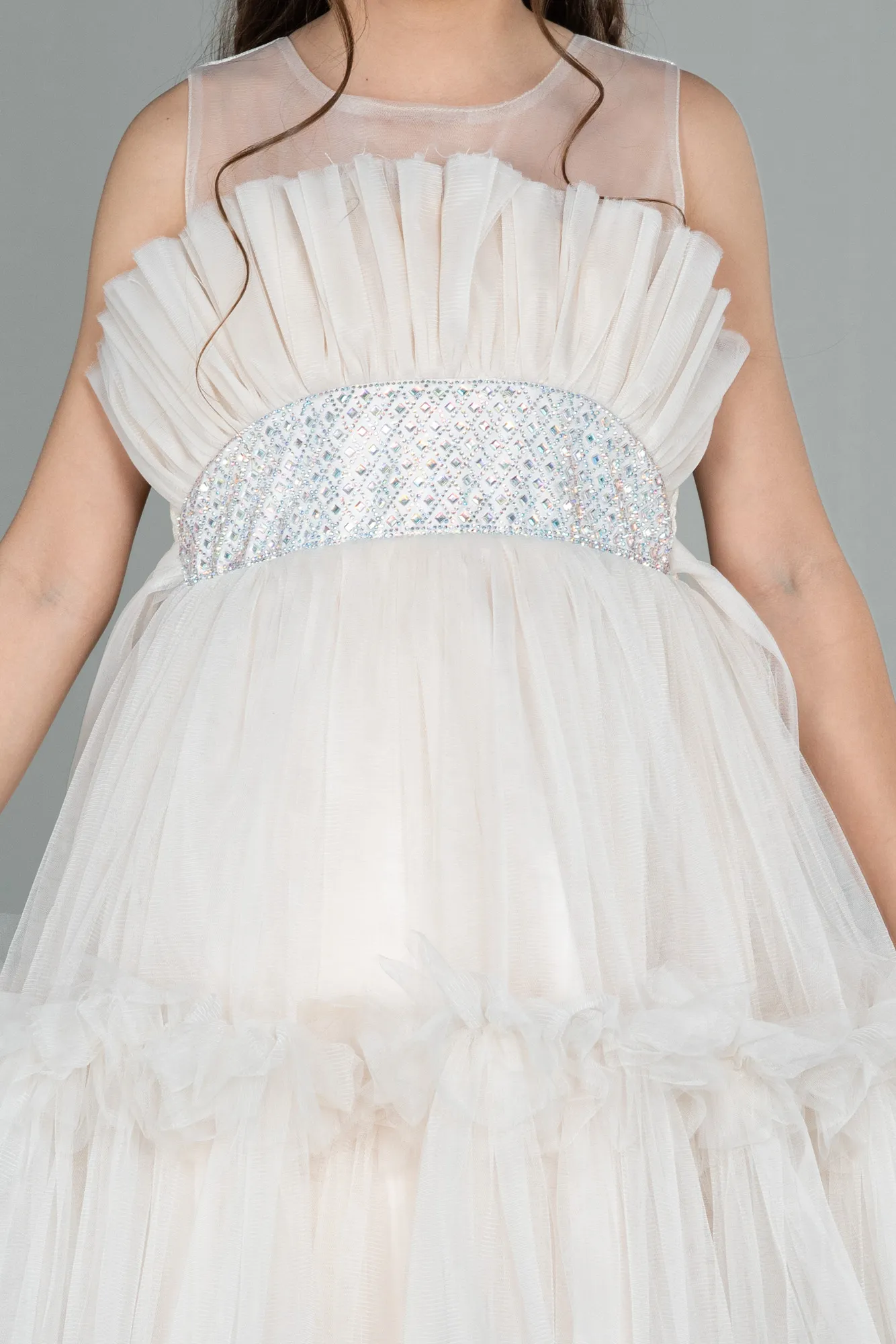 Cappuccino-Long Girl Dress ABU3047