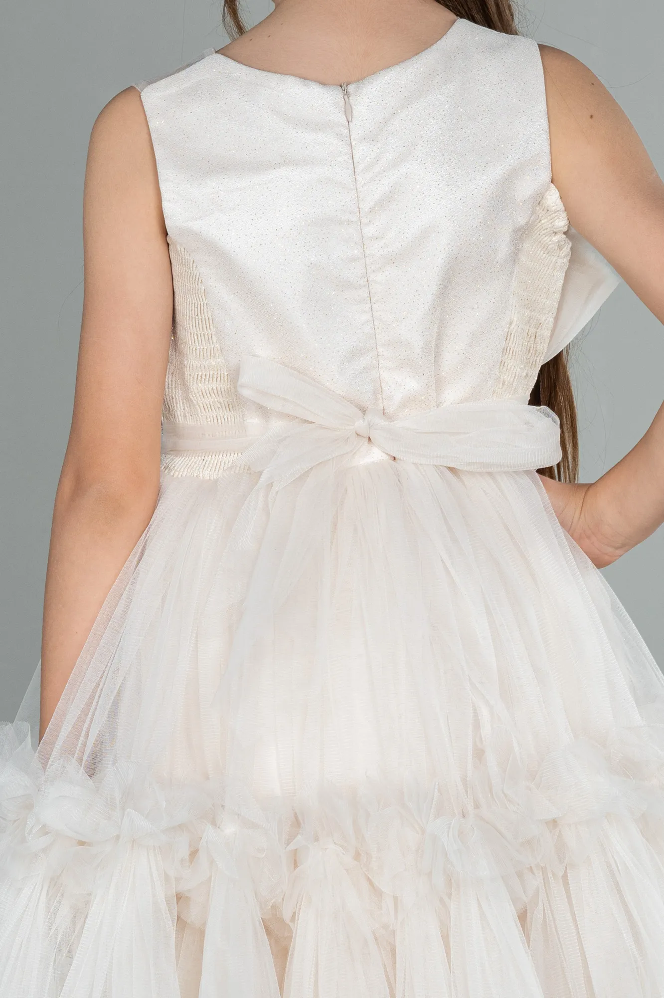 Cappuccino-Long Girl Dress ABU3047