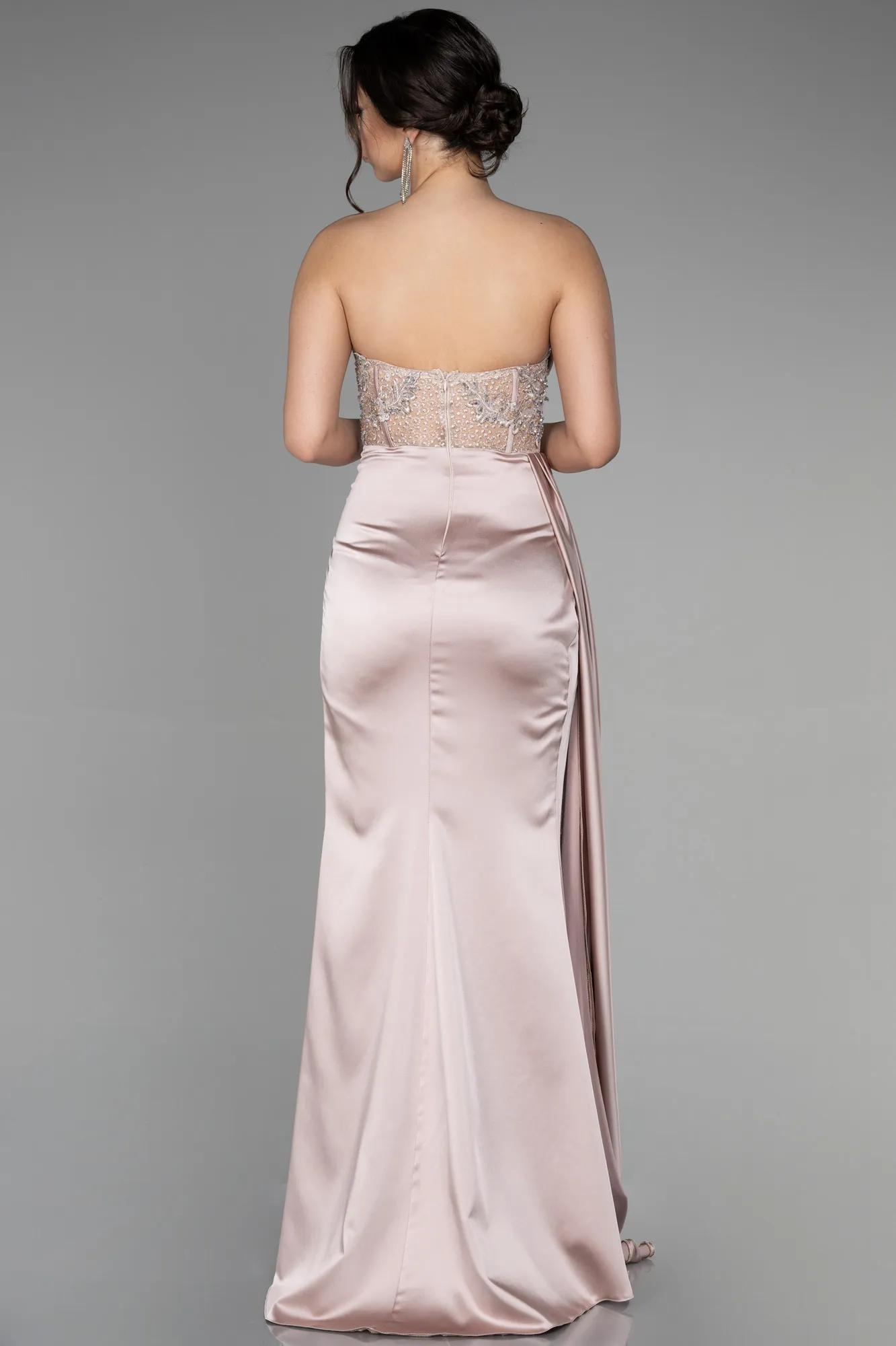 Cappuccino-Long Satin Evening Dress ABU3447