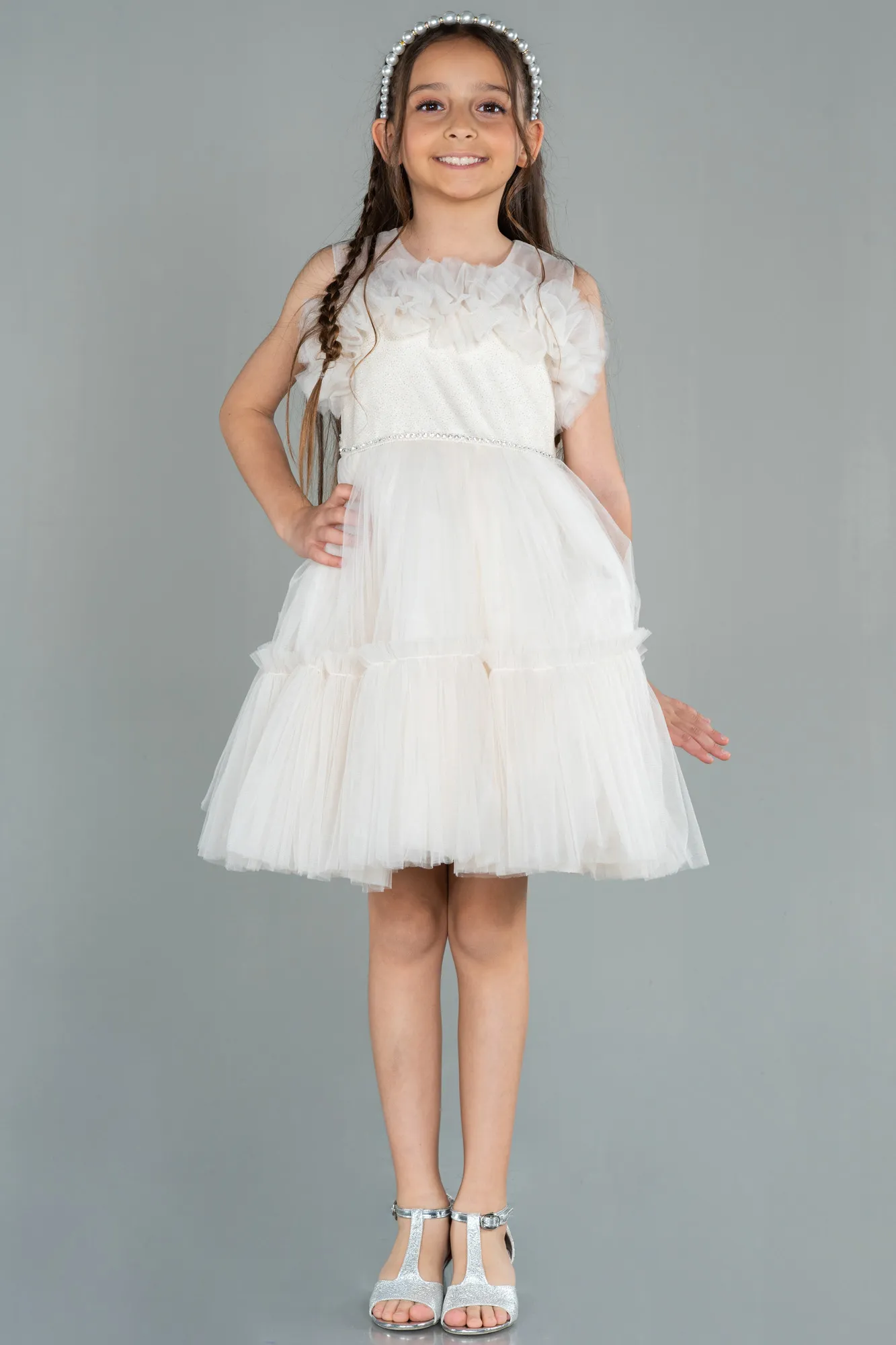 Cappuccino-Short Girl Dress ABK1707