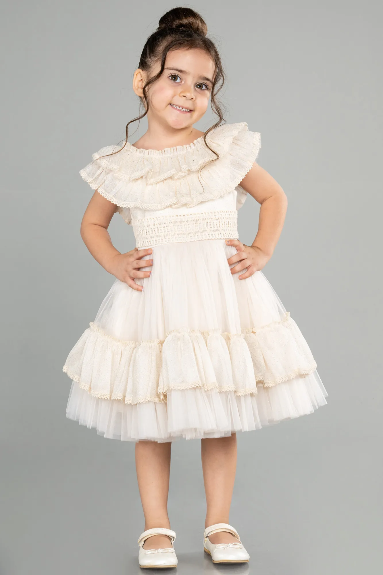 Cappuccino-Short Girl Dress ABK1708