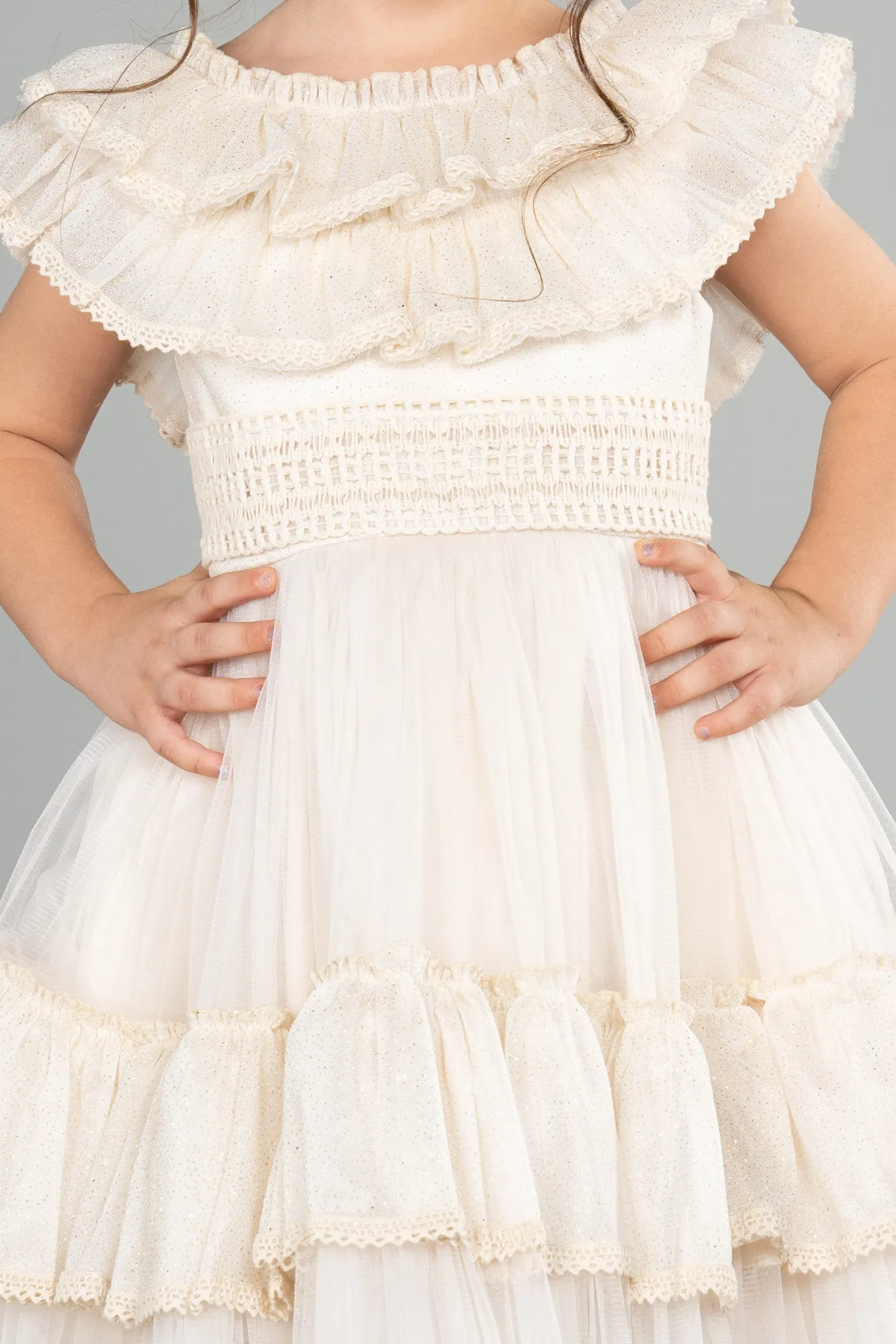 Cappuccino-Short Girl Dress ABK1708