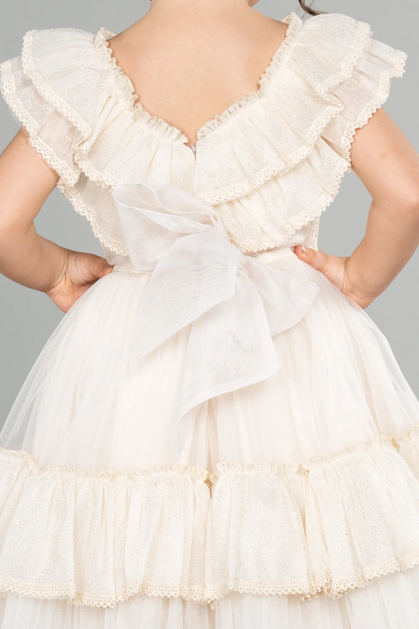 Cappuccino-Short Girl Dress ABK1708