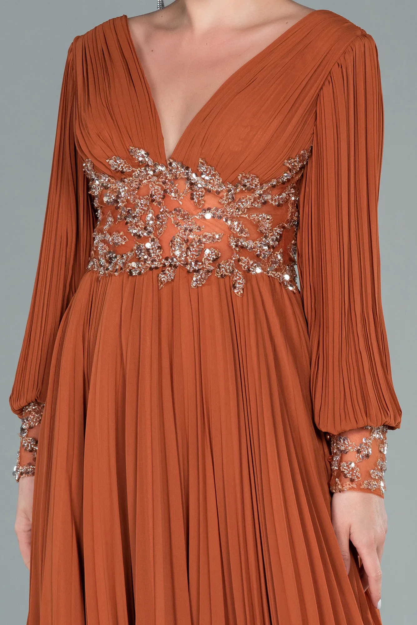 Cinnamon-Long Chiffon Evening Dress ABU2183