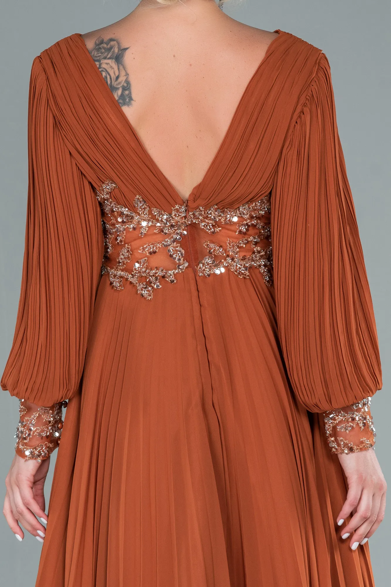 Cinnamon-Long Chiffon Evening Dress ABU2183