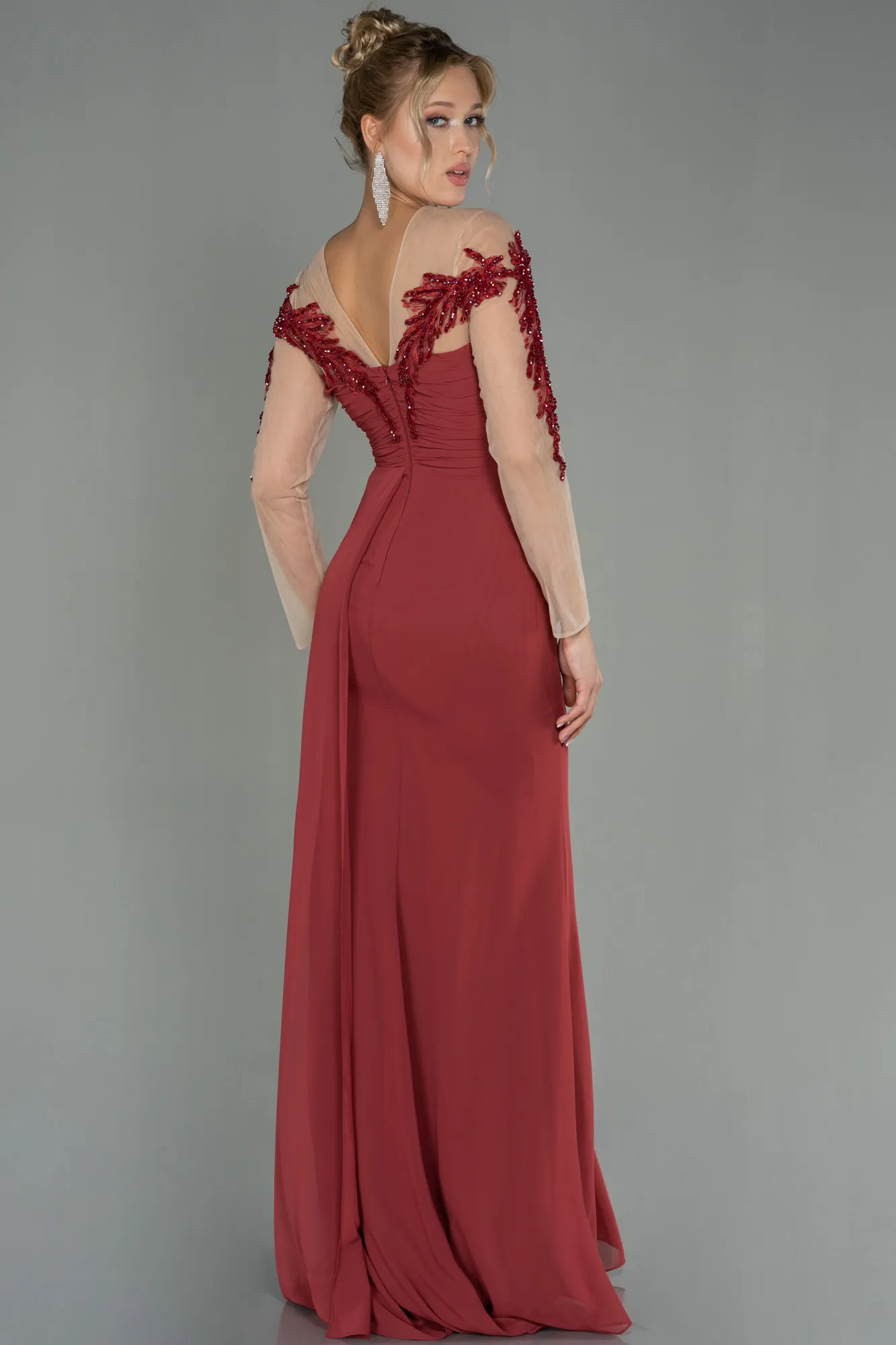 Cinnamon-Long Chiffon Evening Dress ABU3012