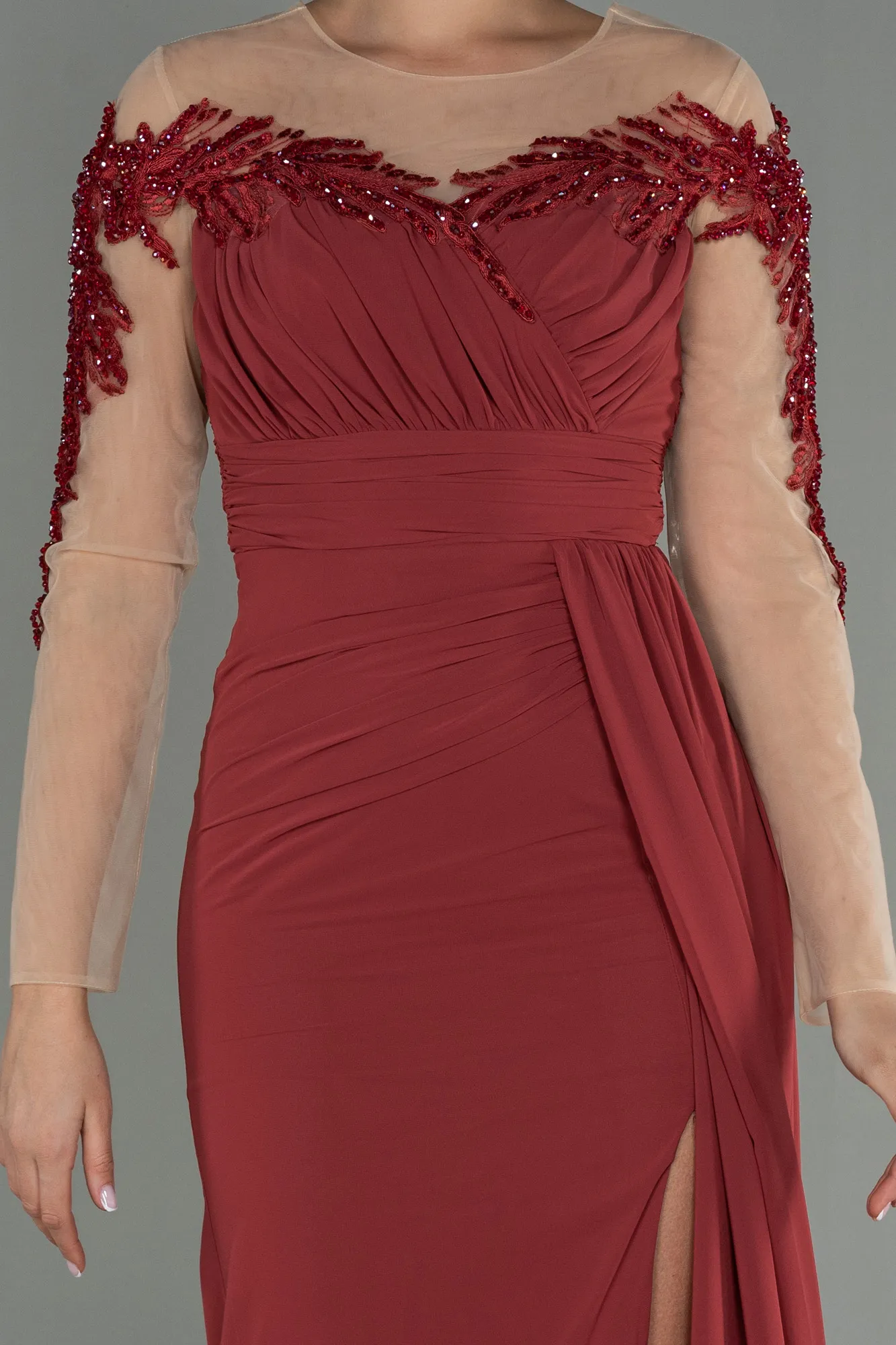 Cinnamon-Long Chiffon Evening Dress ABU3012