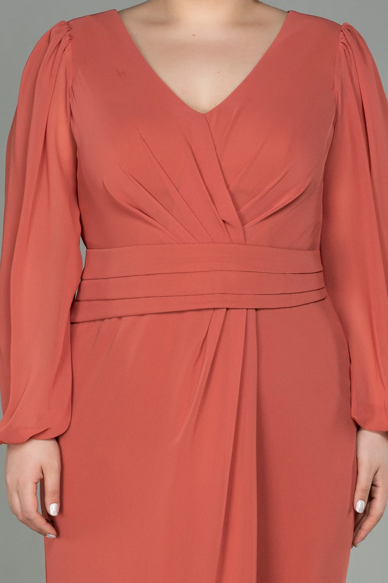 Cinnamon-Long Chiffon Plus Size Evening Dress ABU2763