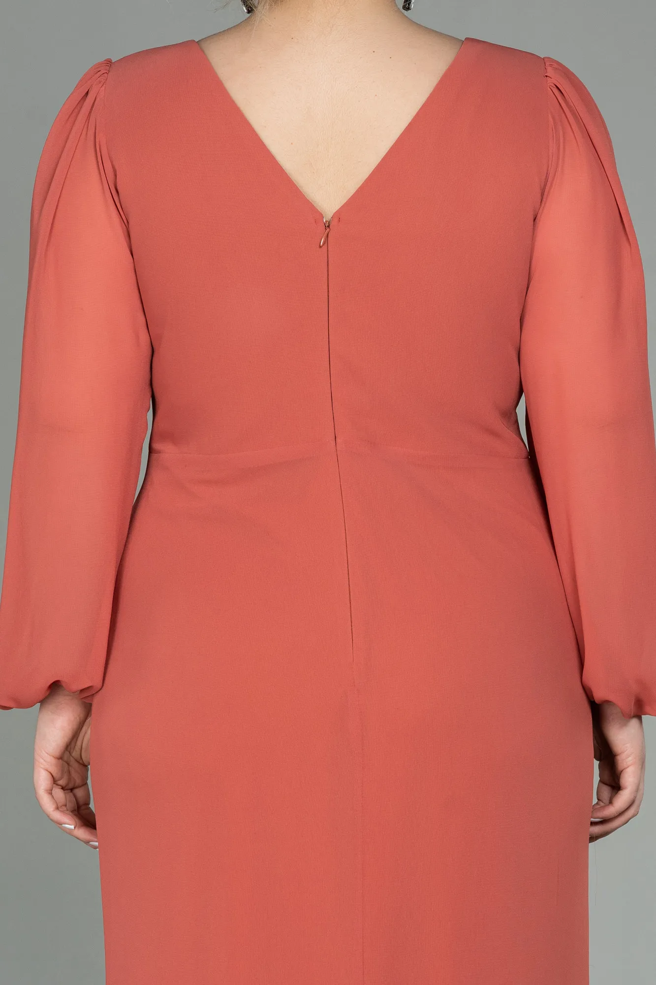 Cinnamon-Long Chiffon Plus Size Evening Dress ABU2763