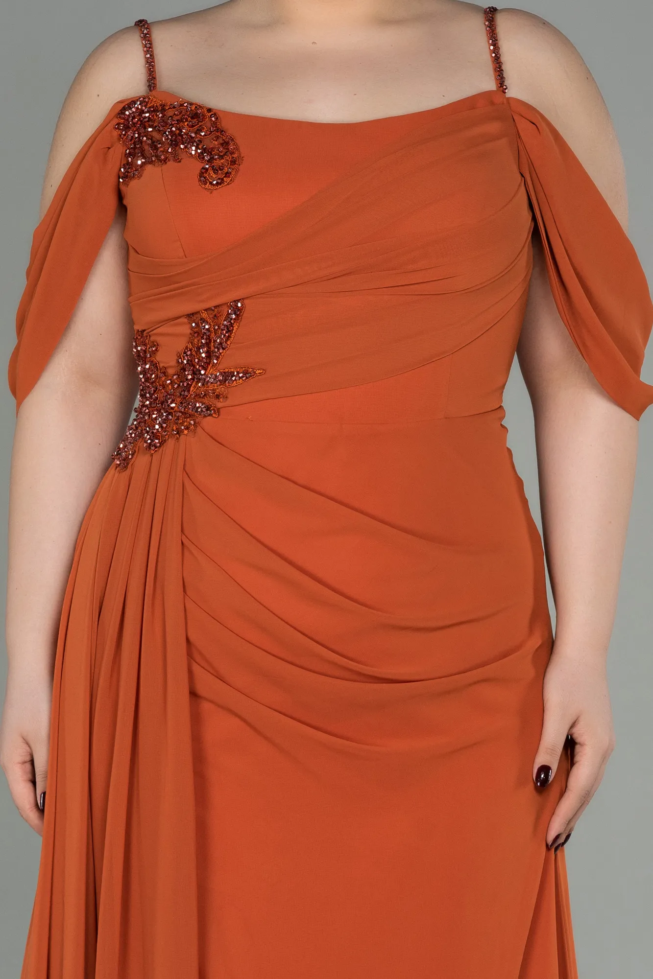 Cinnamon-Long Chiffon Plus Size Evening Dress ABU2929