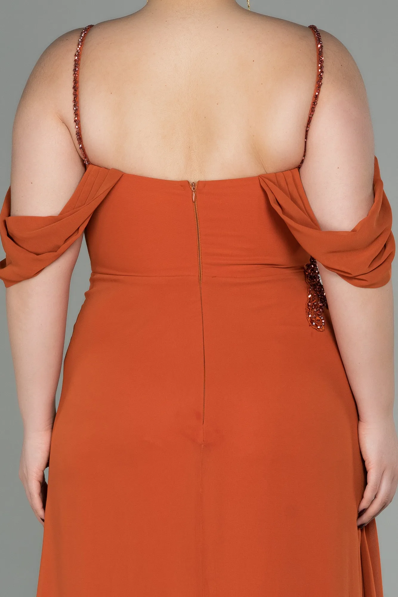 Cinnamon-Long Chiffon Plus Size Evening Dress ABU2929