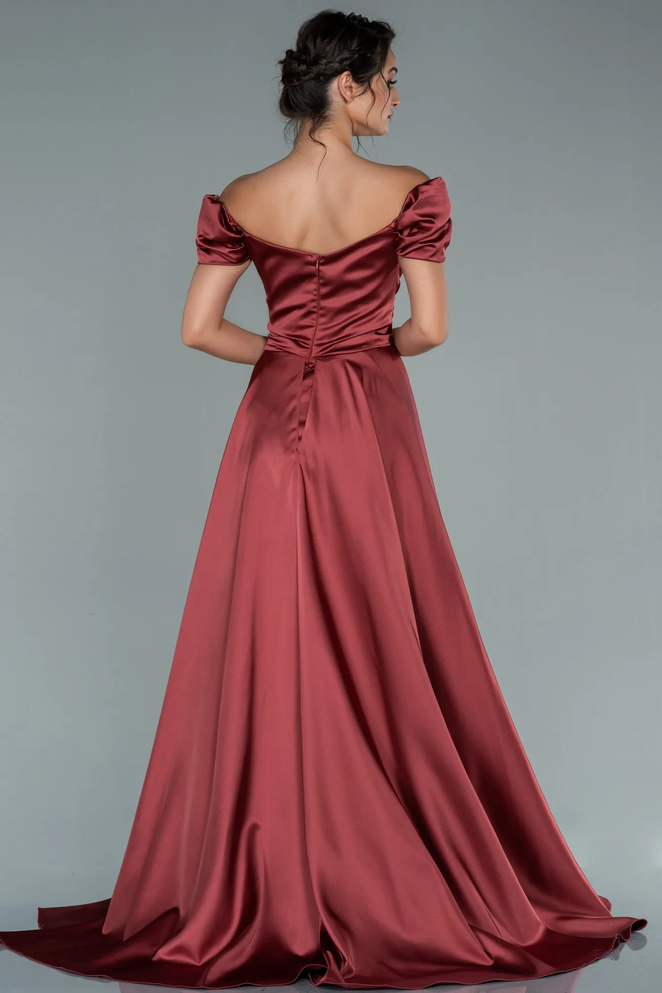 Cinnamon-Long Satin Evening Dress ABU2003