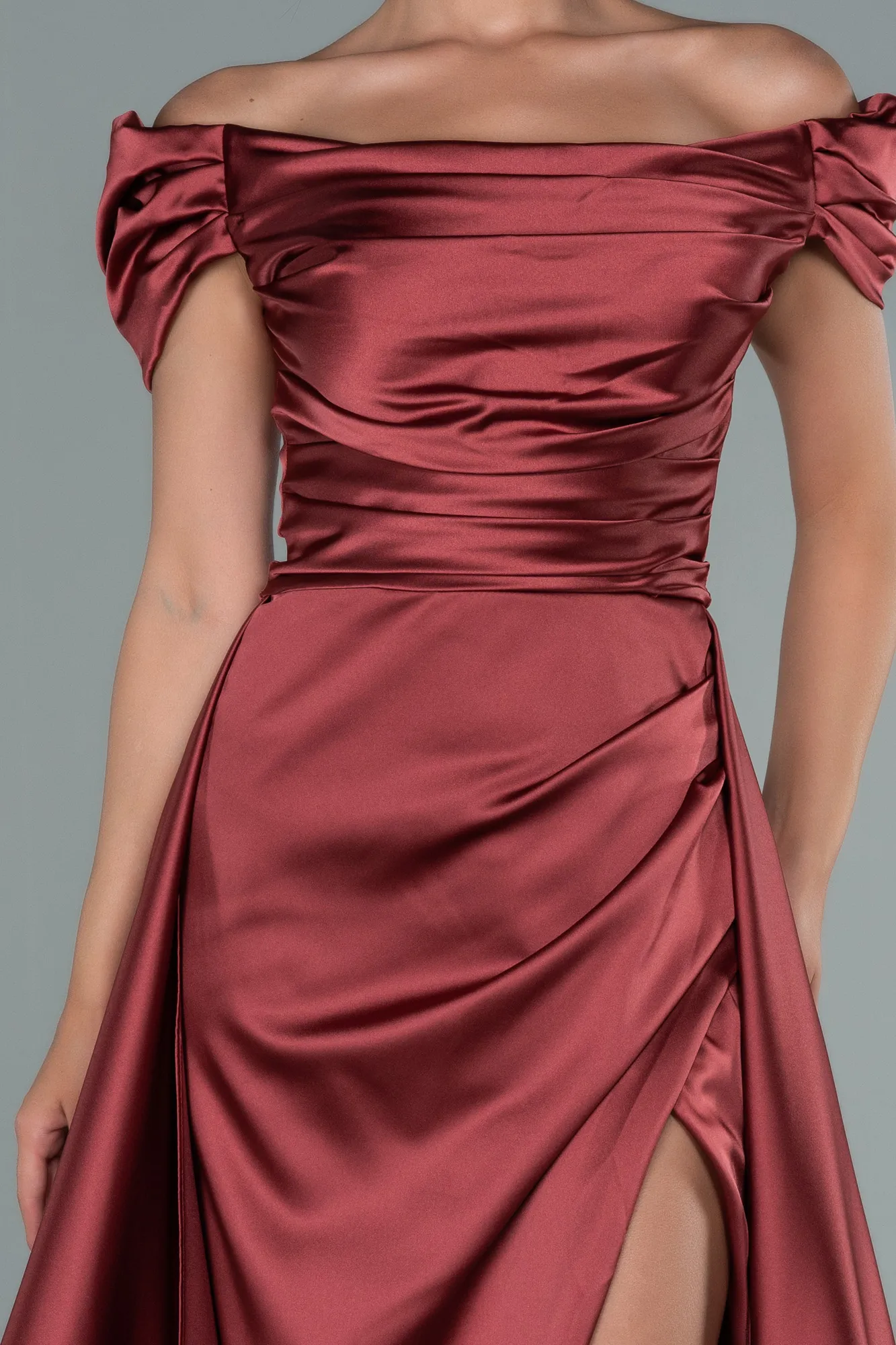 Cinnamon-Long Satin Evening Dress ABU2003