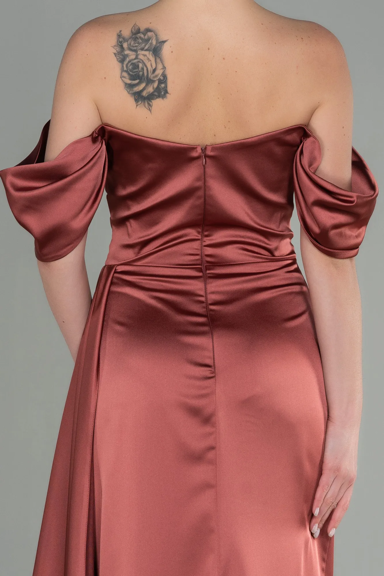 Cinnamon-Long Satin Evening Dress ABU2661
