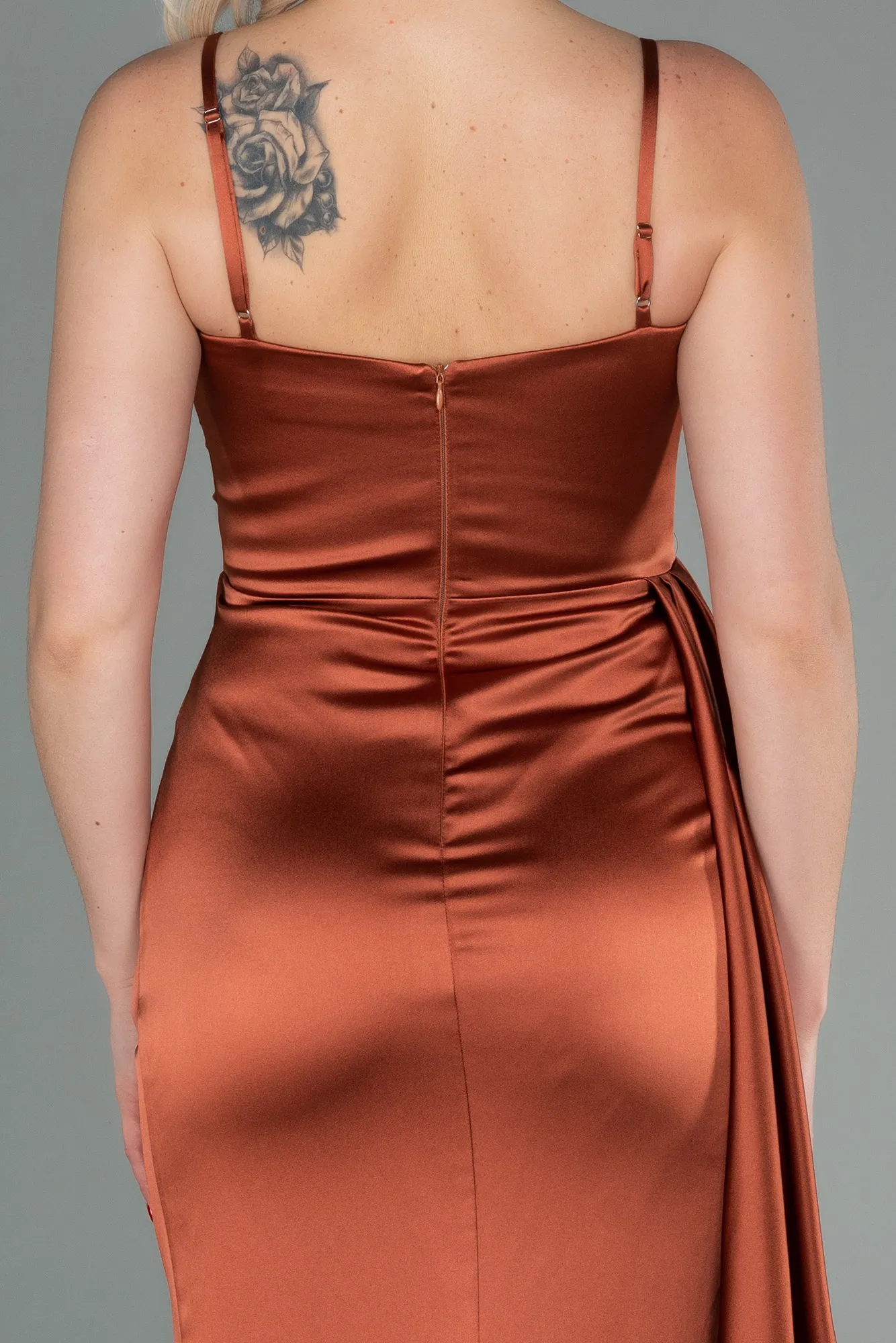 Cinnamon-Long Satin Evening Dress ABU2768