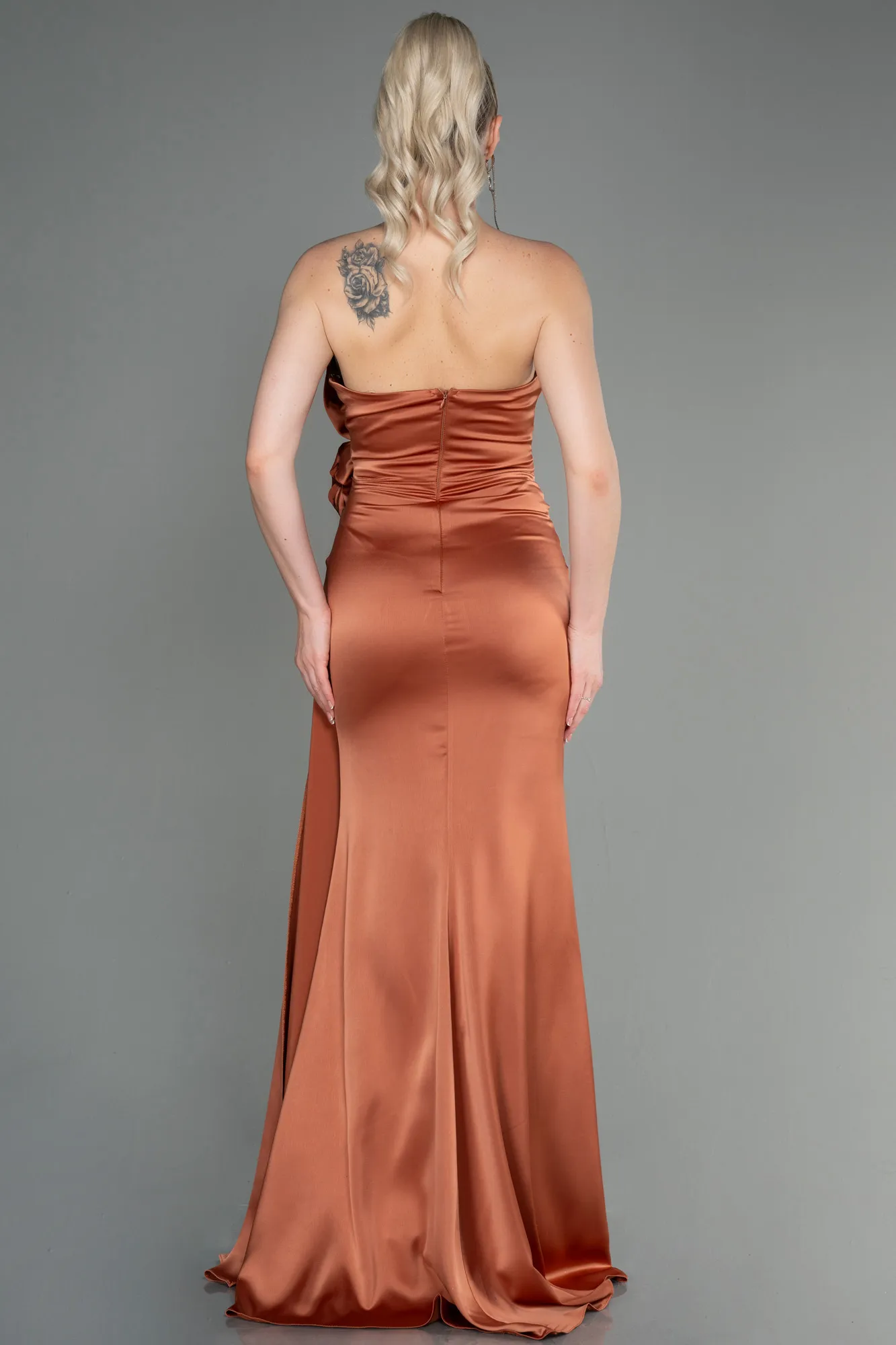 Cinnamon-Long Satin Evening Dress ABU3234