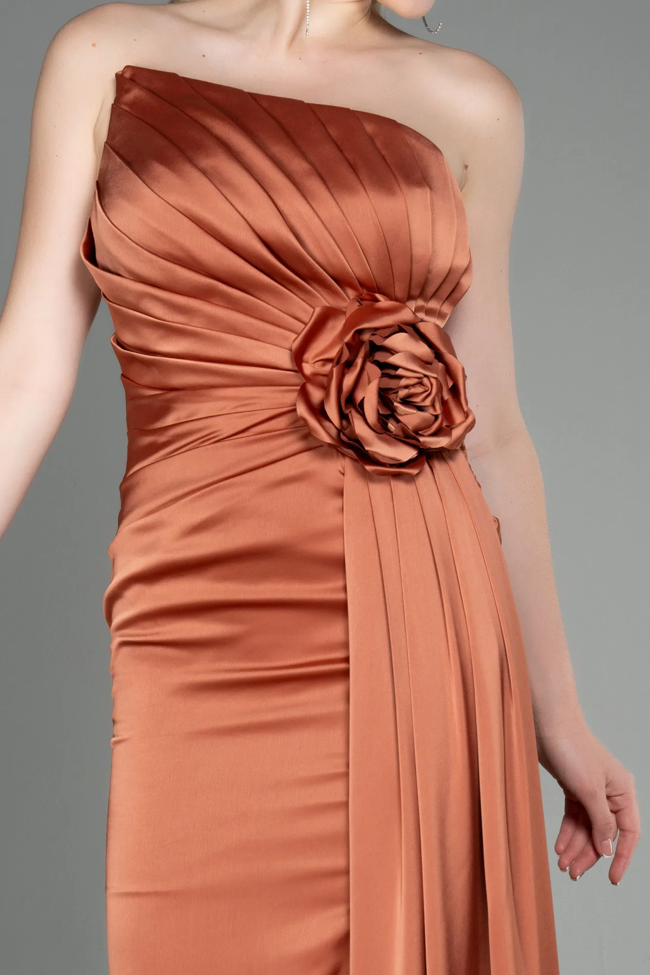 Cinnamon-Long Satin Evening Dress ABU3234