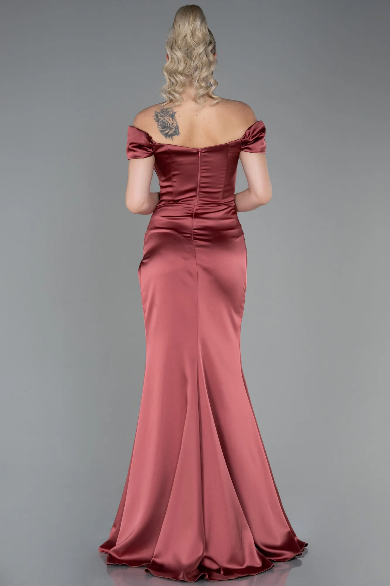 Cinnamon-Long Satin Evening Dress ABU3269