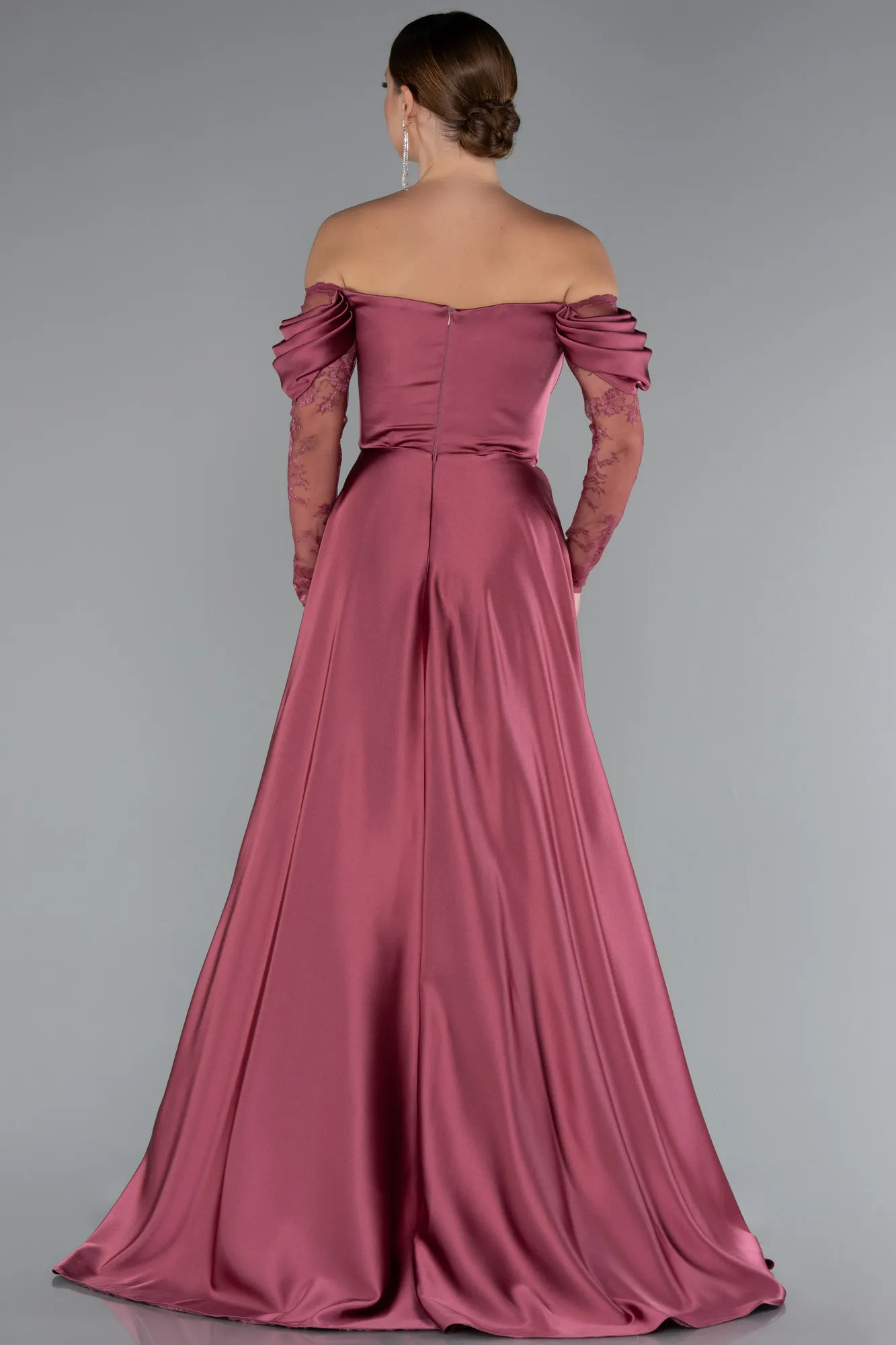 Cinnamon-Long Satin Evening Dress ABU5054