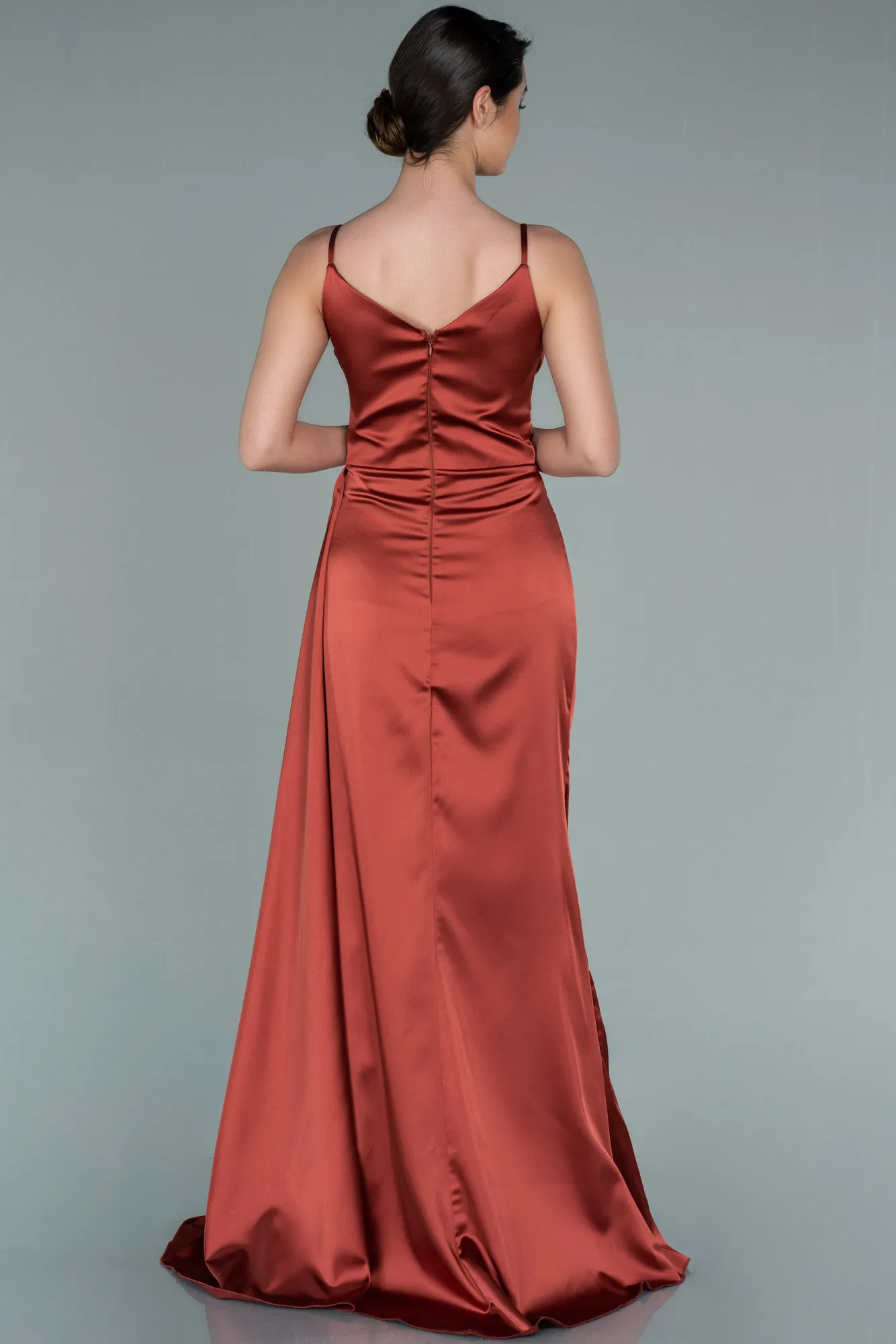 Cinnamon-Long Satin Prom Gown ABU2273