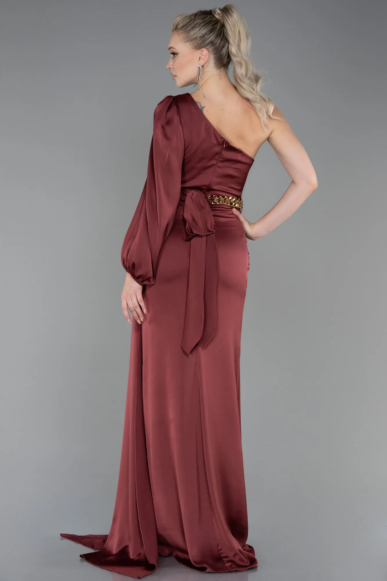 Cinnamon-Long Satin Prom Gown ABU2625