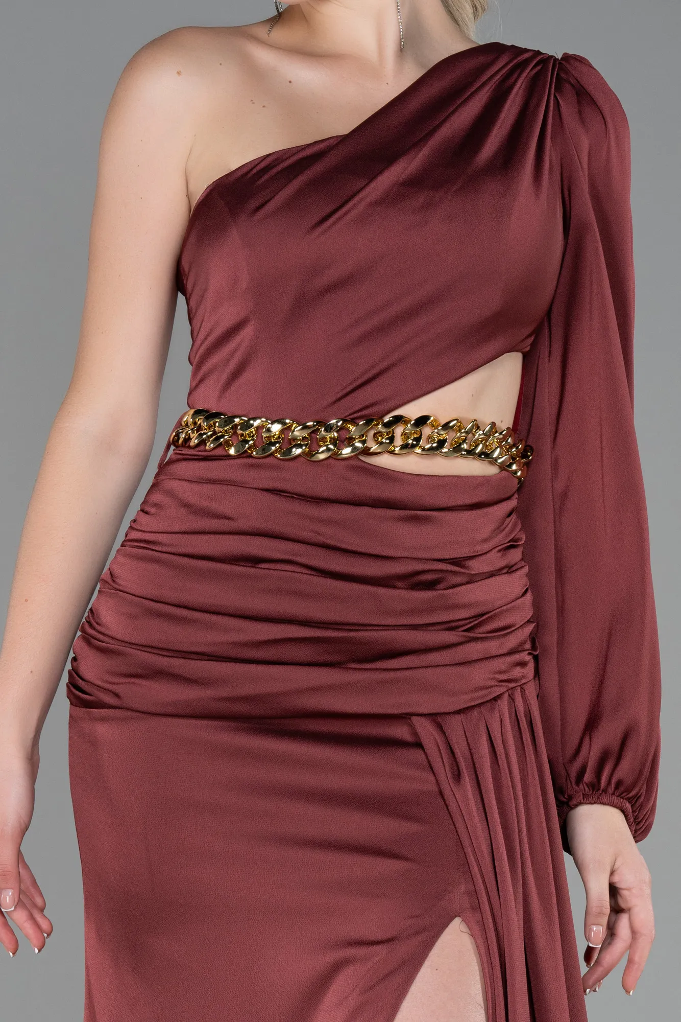 Cinnamon-Long Satin Prom Gown ABU2625