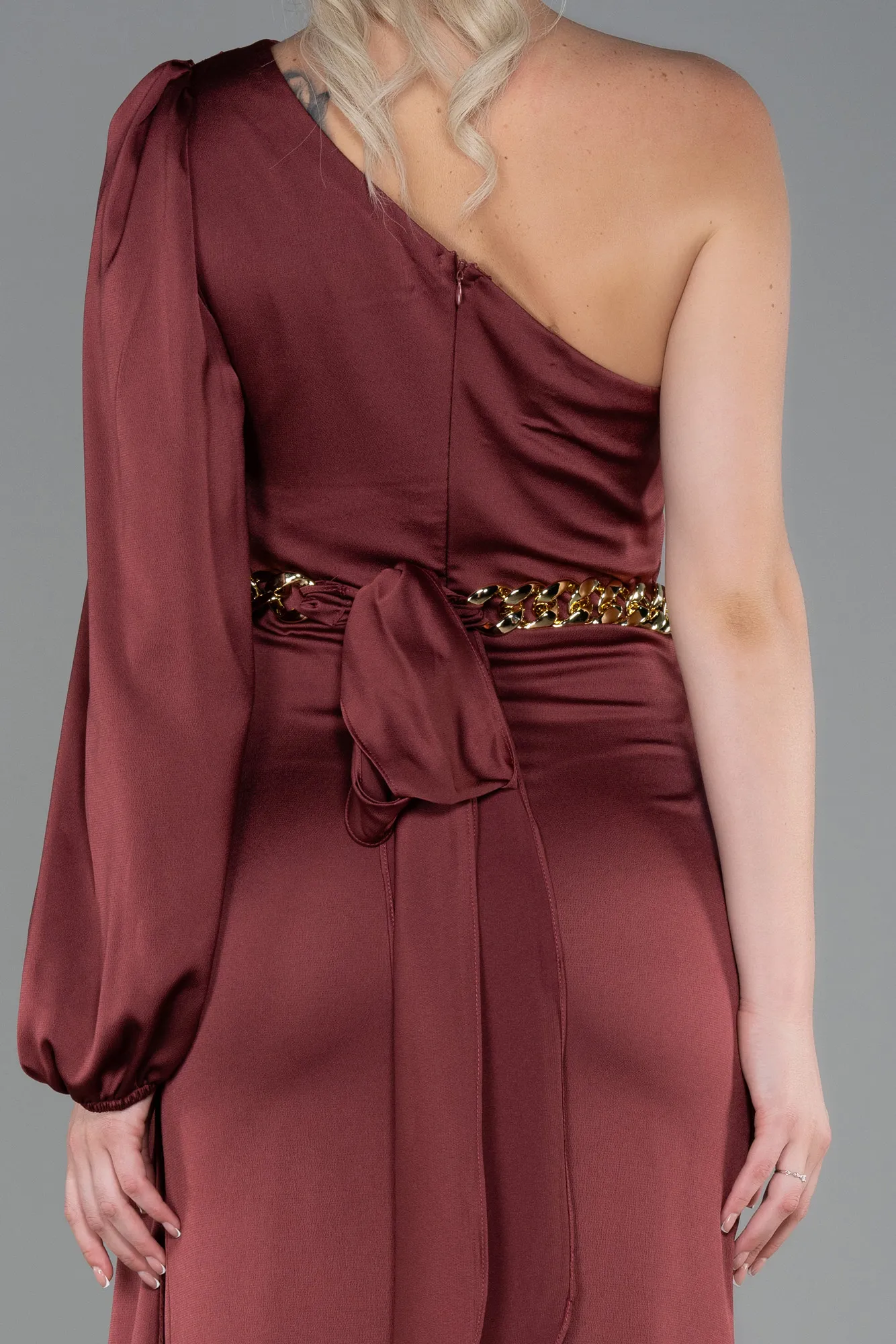 Cinnamon-Long Satin Prom Gown ABU2625