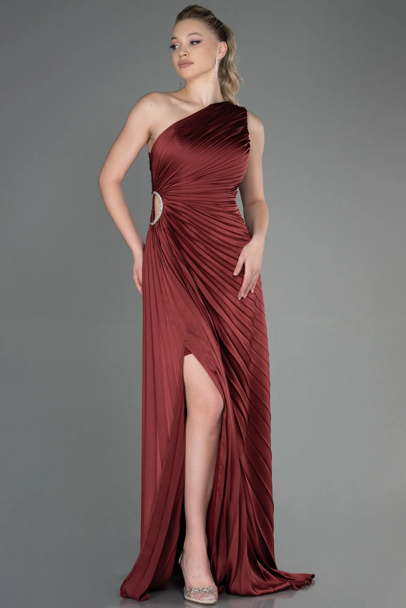 Cinnamon-Long Satin Prom Gown ABU3159