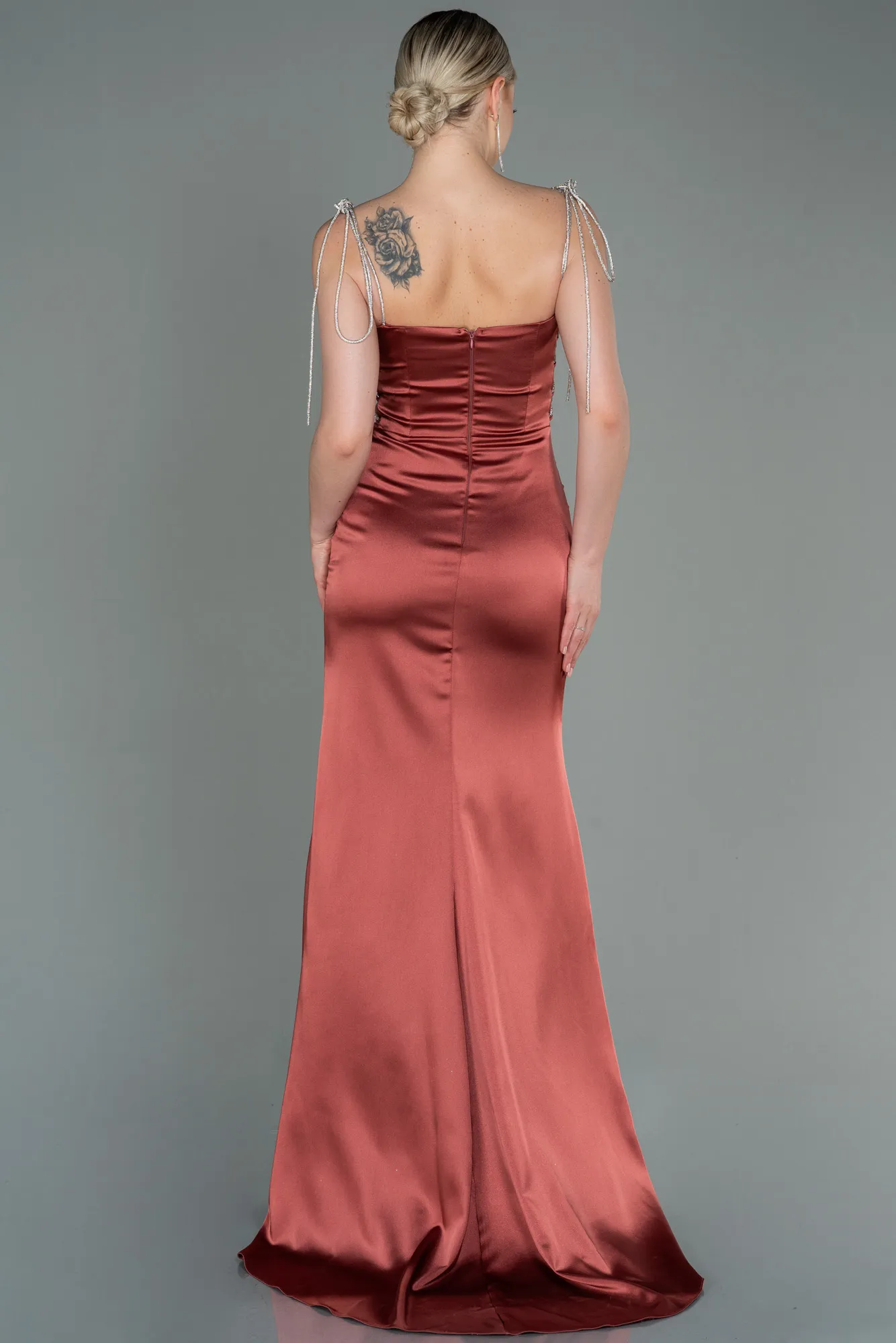Cinnamon-Long Satin Prom Gown ABU3198