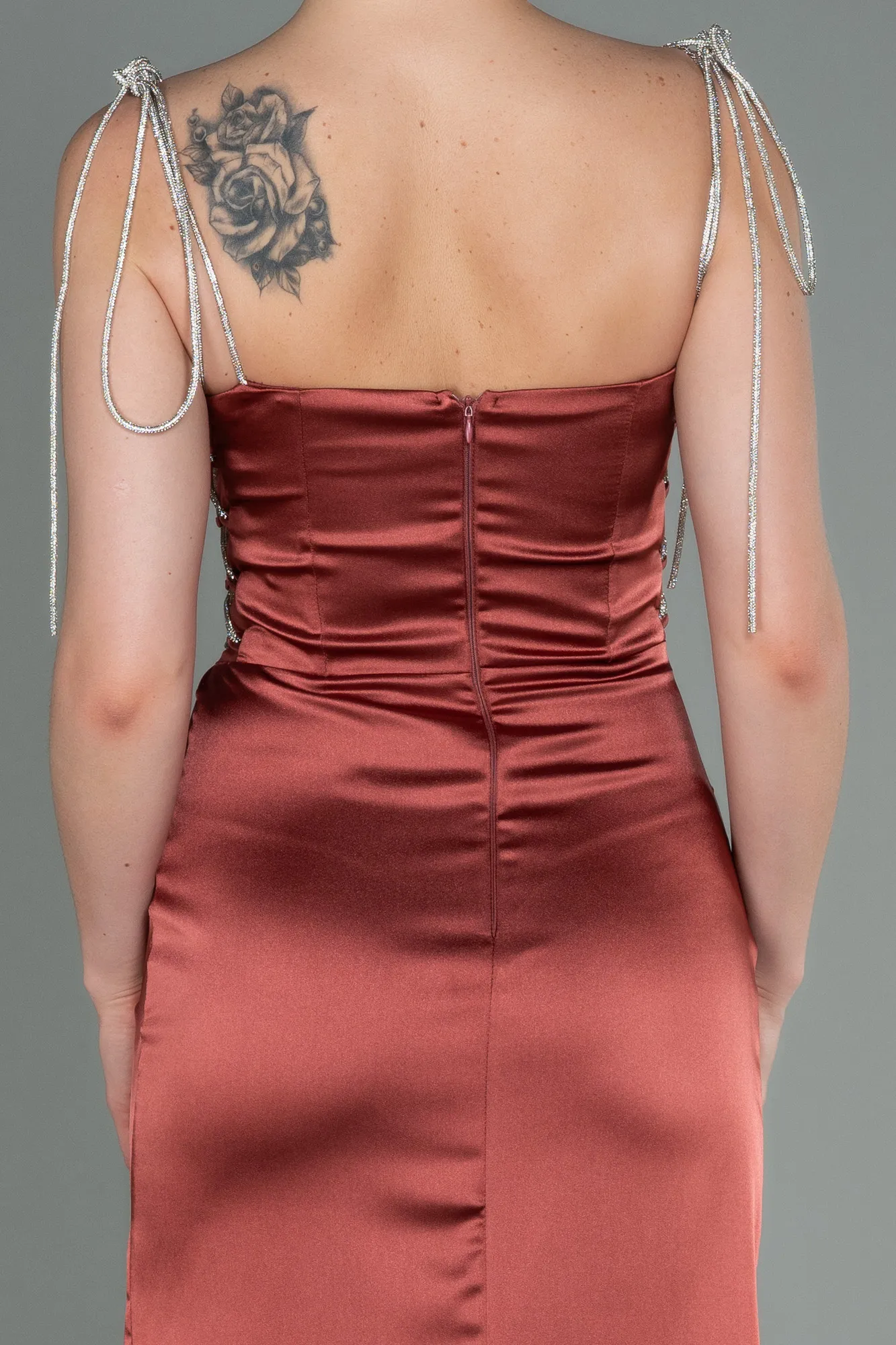 Cinnamon-Long Satin Prom Gown ABU3198