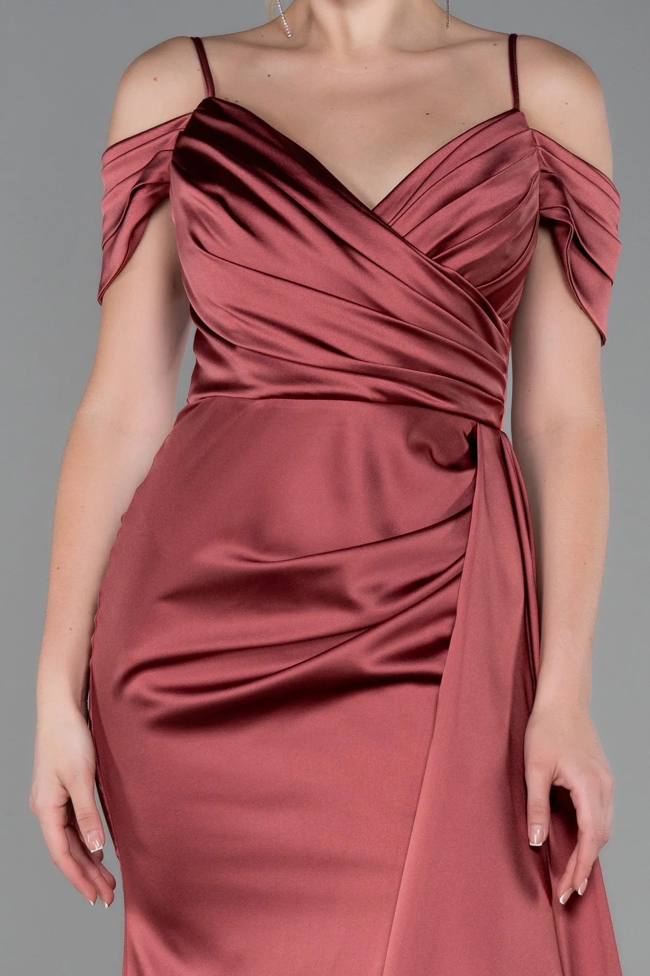 Cinnamon-Long Satin Prom Gown ABU3249