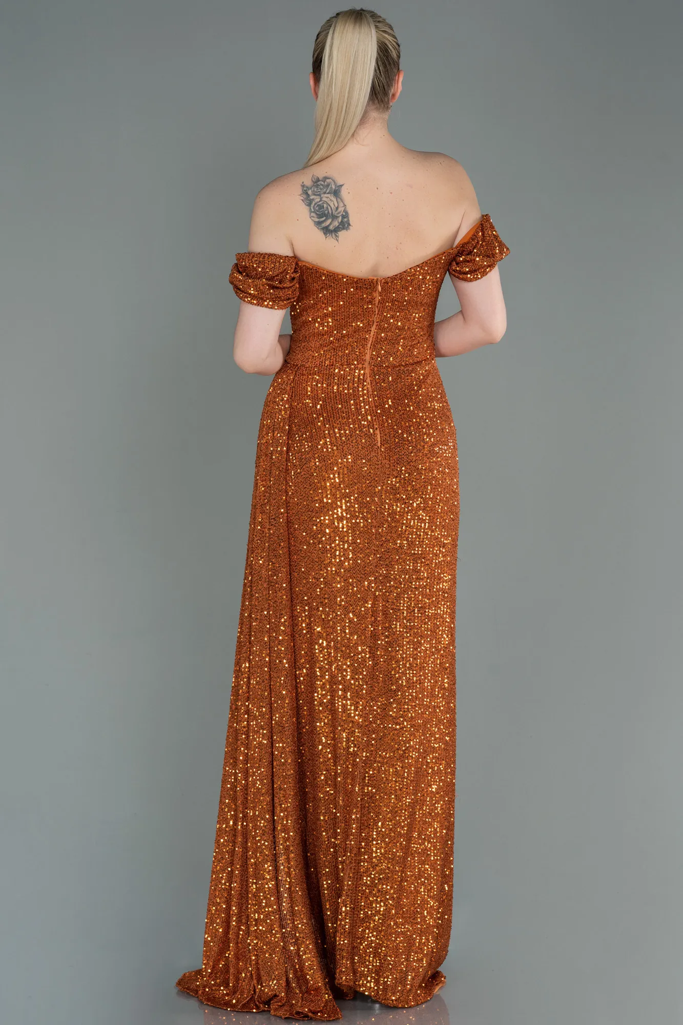Cinnamon-Long Scaly Evening Dress ABU2987