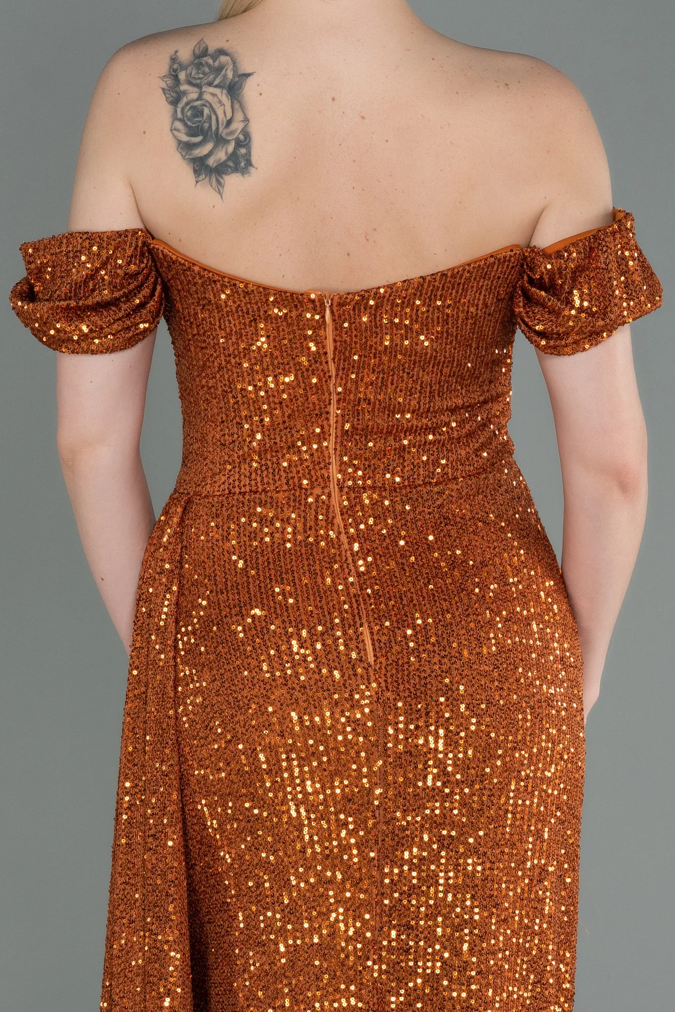 Cinnamon-Long Scaly Evening Dress ABU2987