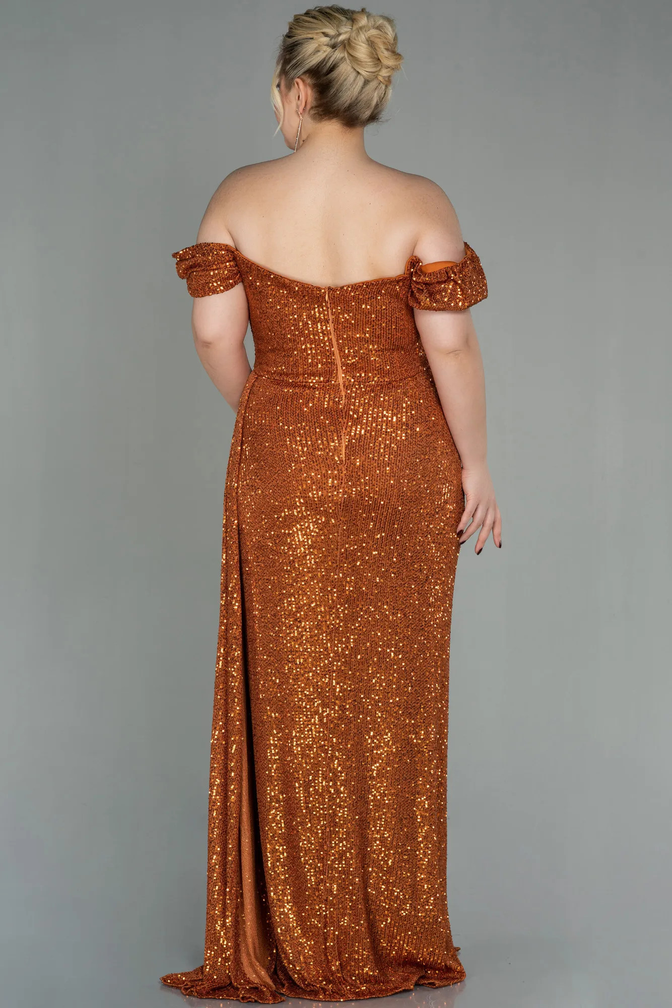 Cinnamon-Long Scaly Plus Size Evening Dress ABU2973