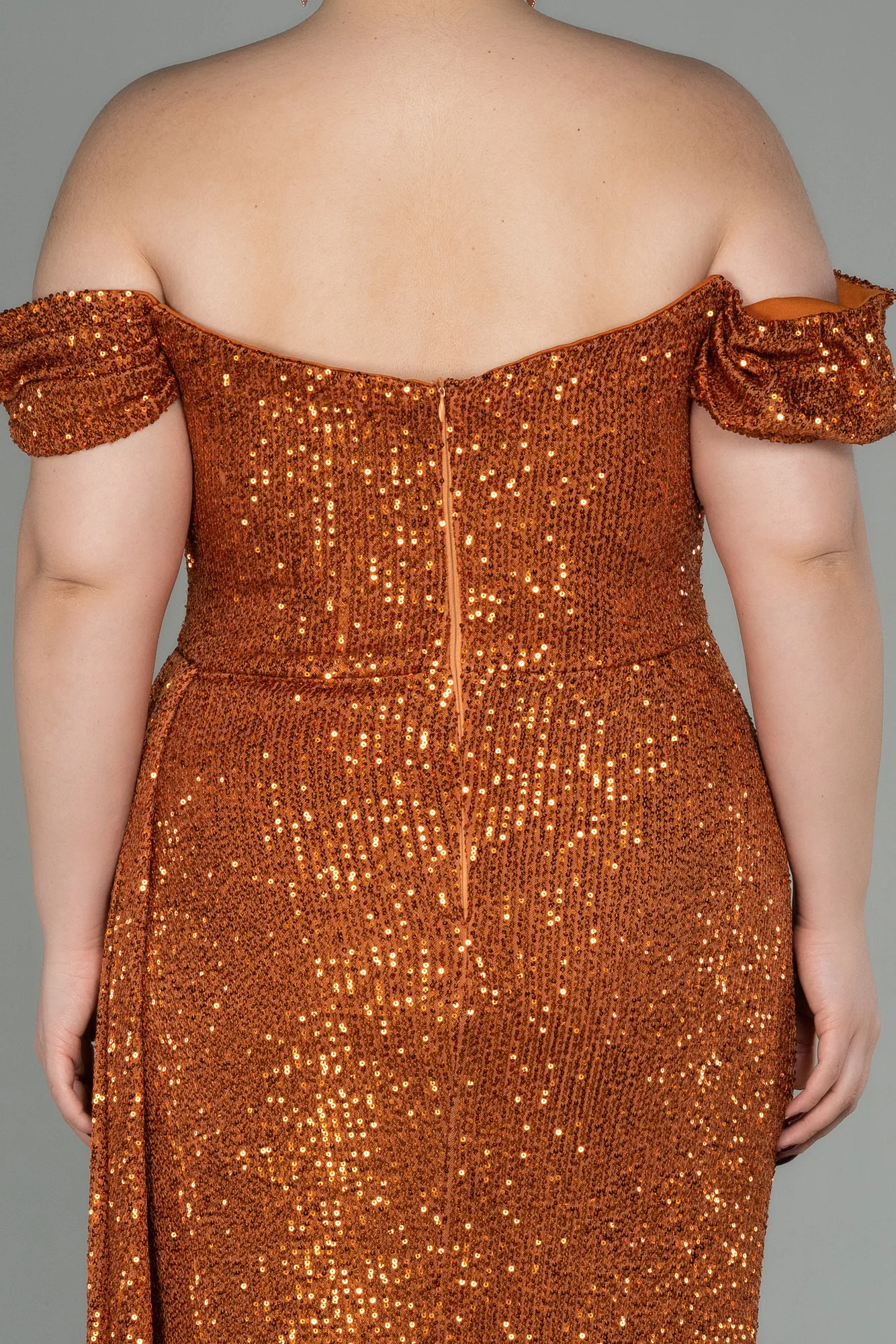 Cinnamon-Long Scaly Plus Size Evening Dress ABU2973