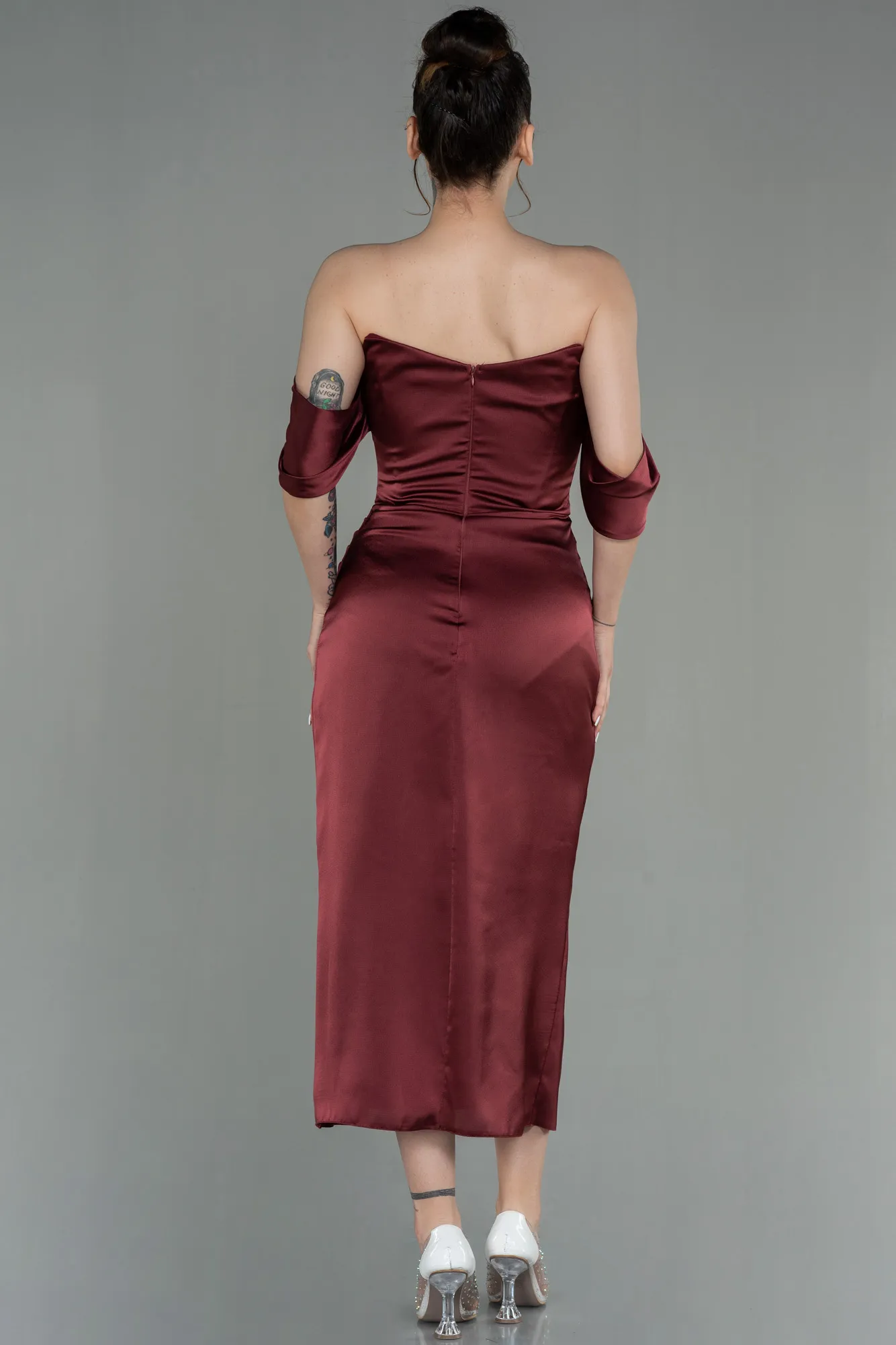 Cinnamon-Midi Satin Invitation Dress ABK1404