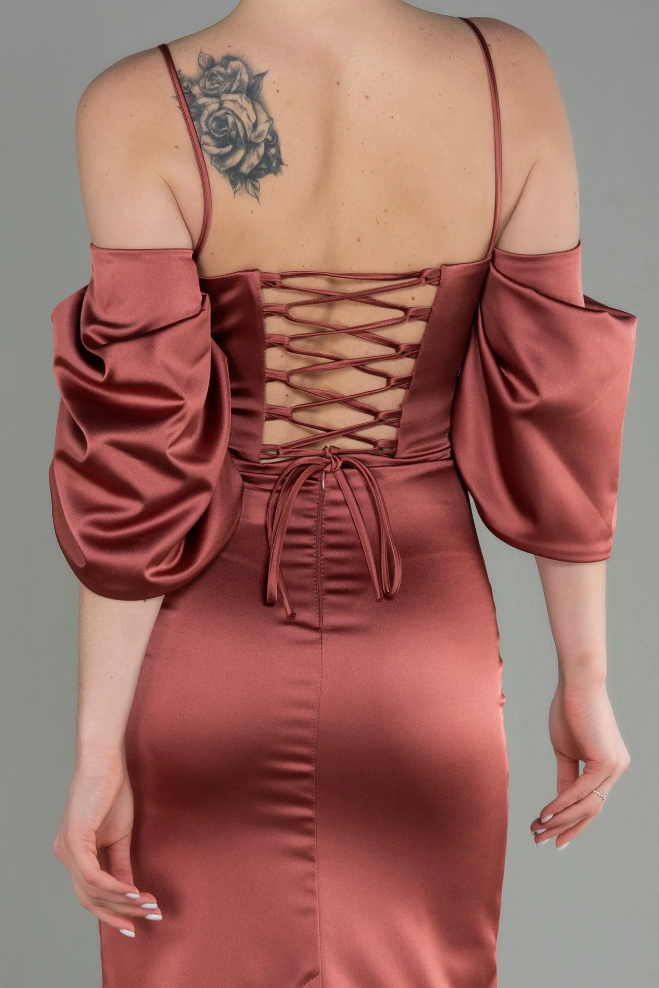 Cinnamon-Midi Satin Invitation Dress ABK1676
