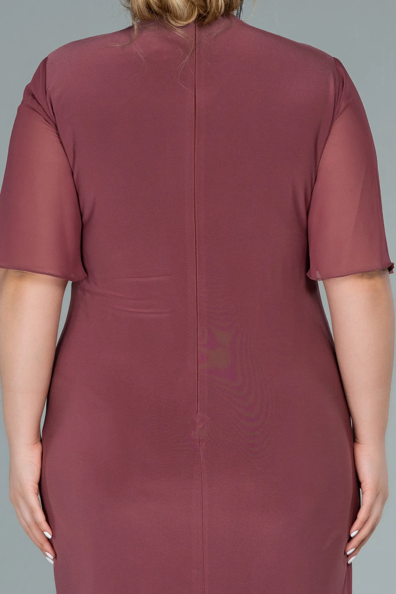 Cinnamon-Short Chiffon Plus Size Evening Dress ABK1299