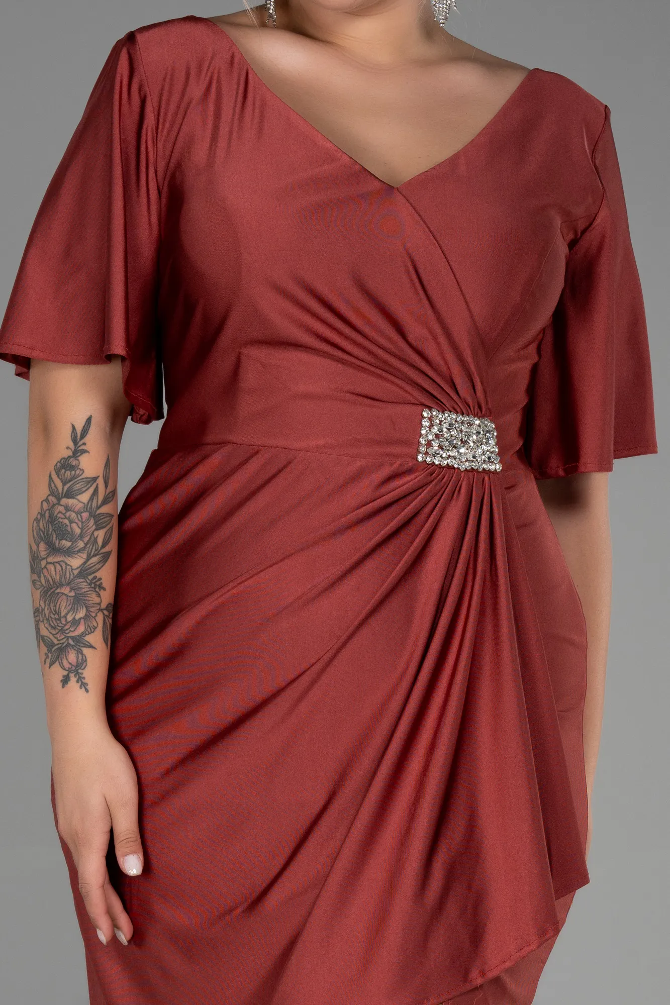 Cinnamon-Short Plus Size Evening Dress ABK1824