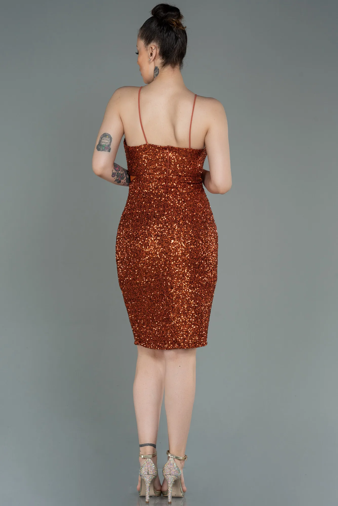 Cinnamon-Short Scaly Invitation Dress ABK1763