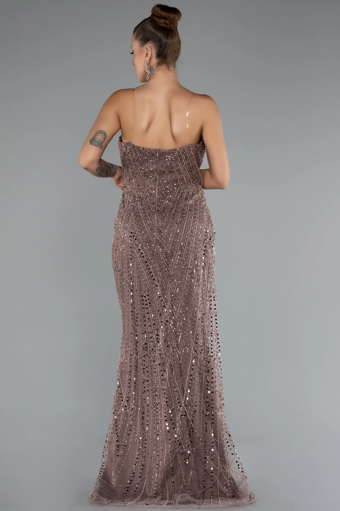 Copper-Long Beaded Evening Dress ABU5141