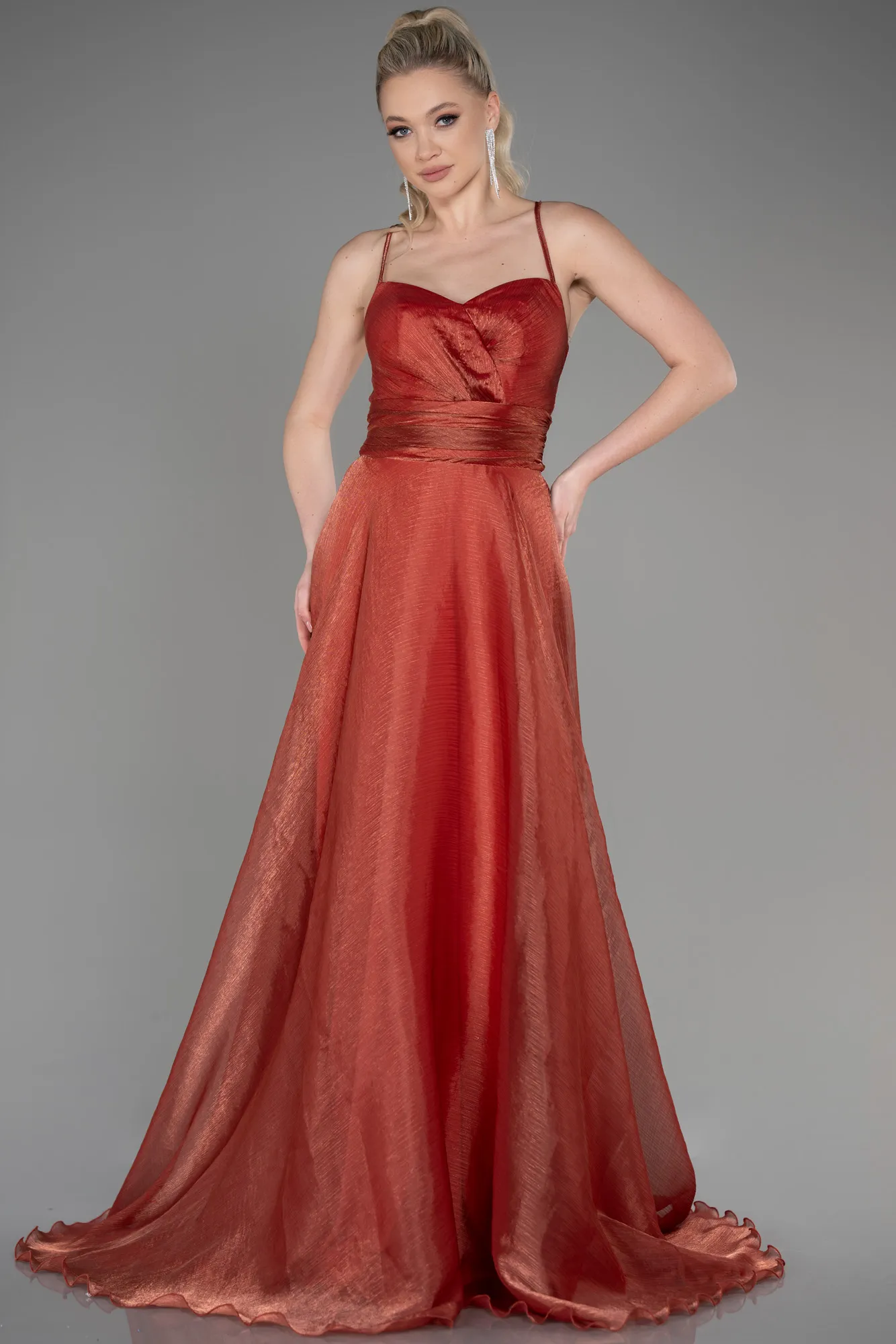 Copper-Long Chiffon Prom Gown ABU3771