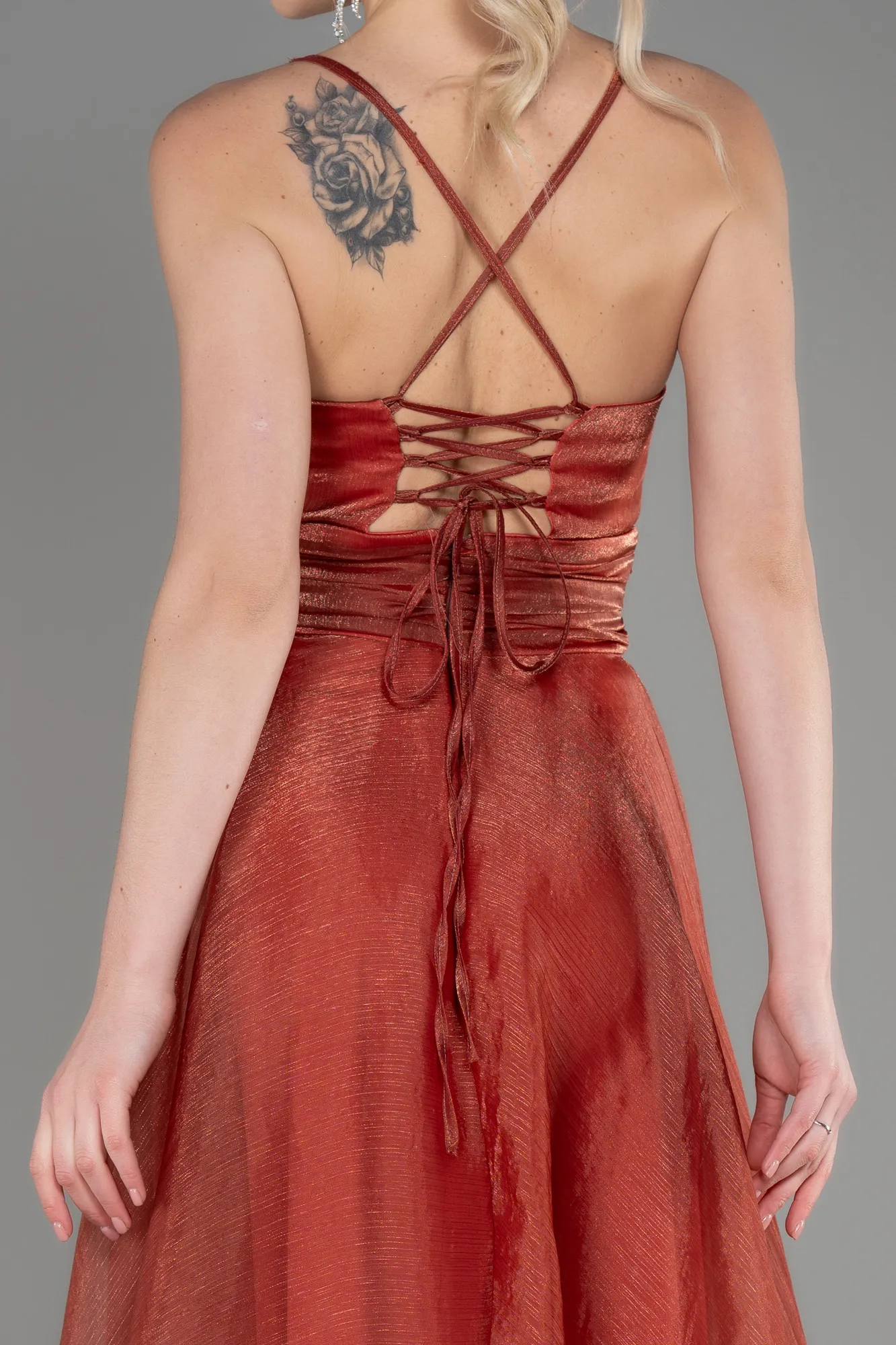 Copper-Long Chiffon Prom Gown ABU3771